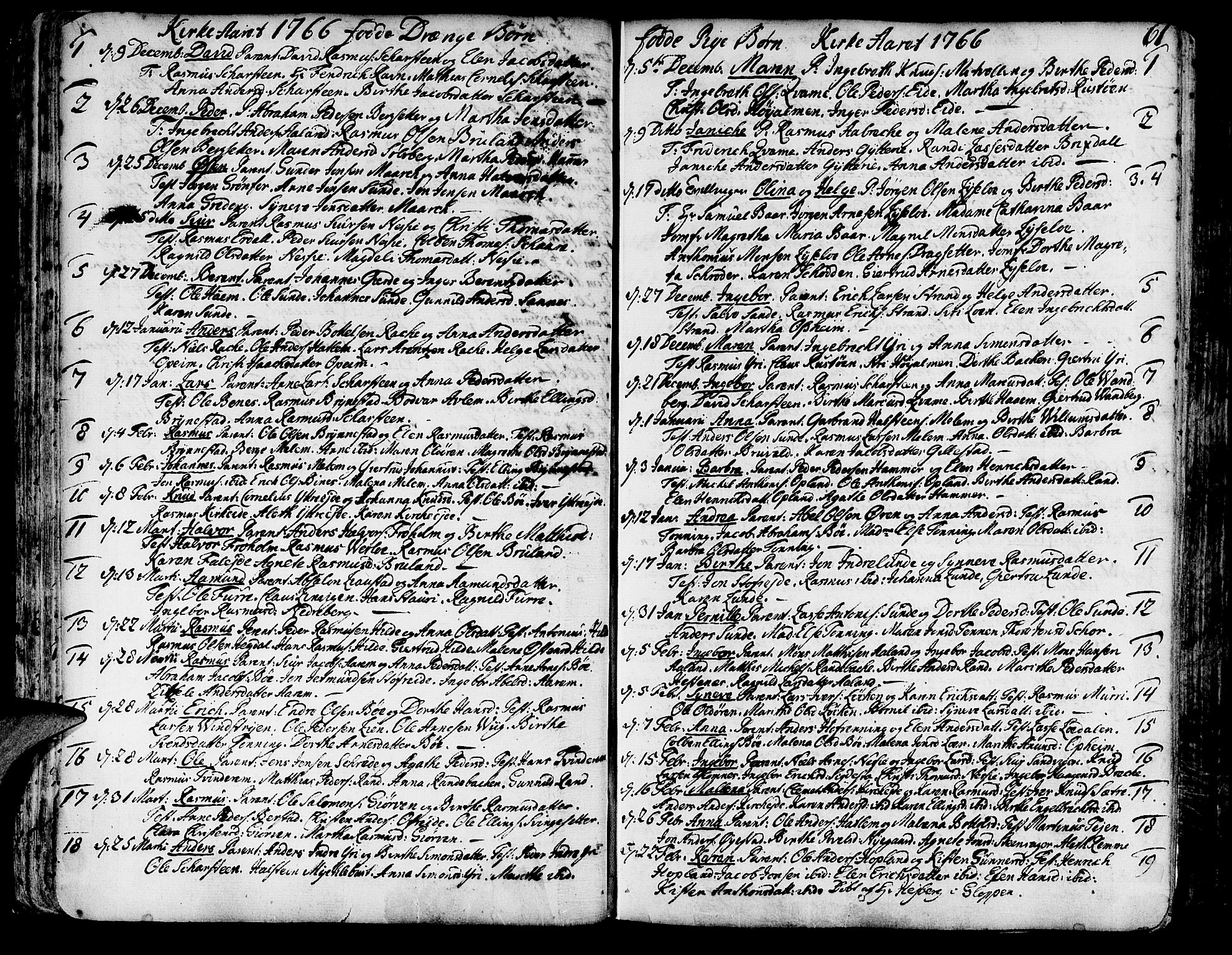 Innvik sokneprestembete, SAB/A-80501: Parish register (official) no. A 1, 1750-1816, p. 61