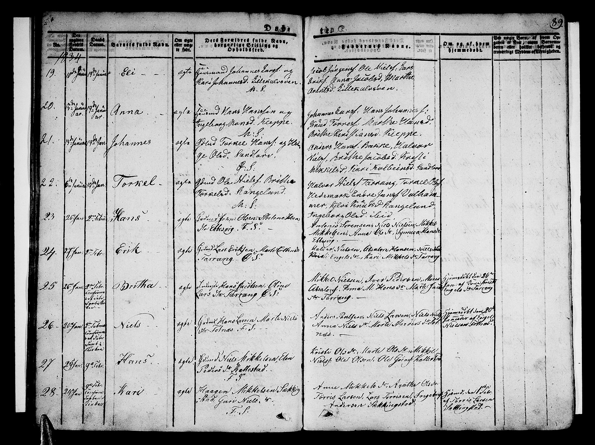 Sund sokneprestembete, AV/SAB-A-99930: Parish register (official) no. A 12, 1825-1835, p. 89