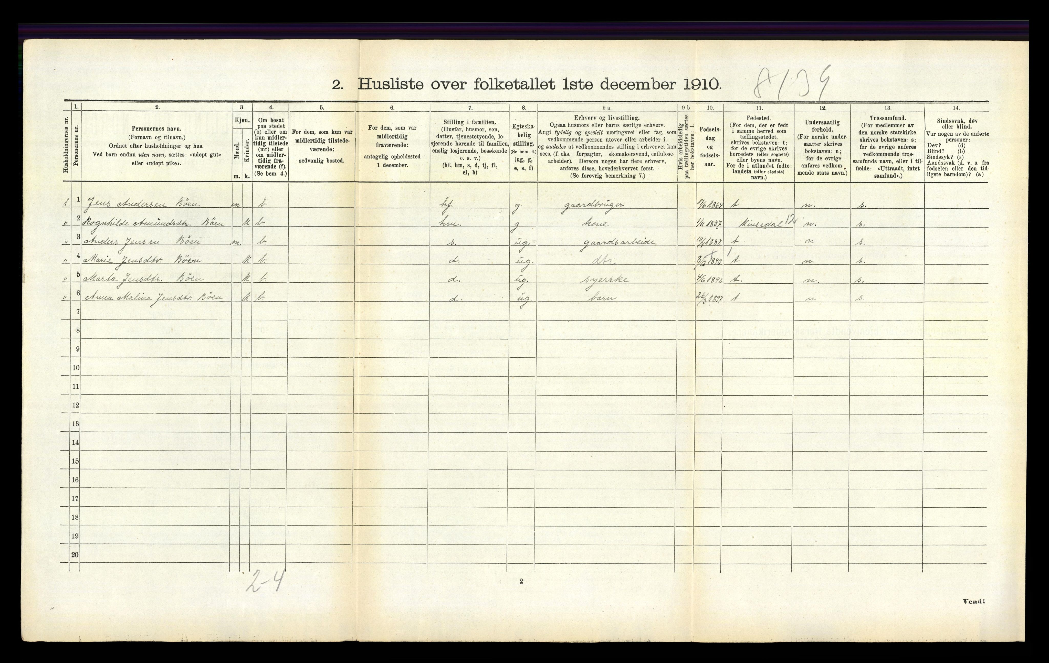 RA, 1910 census for Hafslo, 1910, p. 446