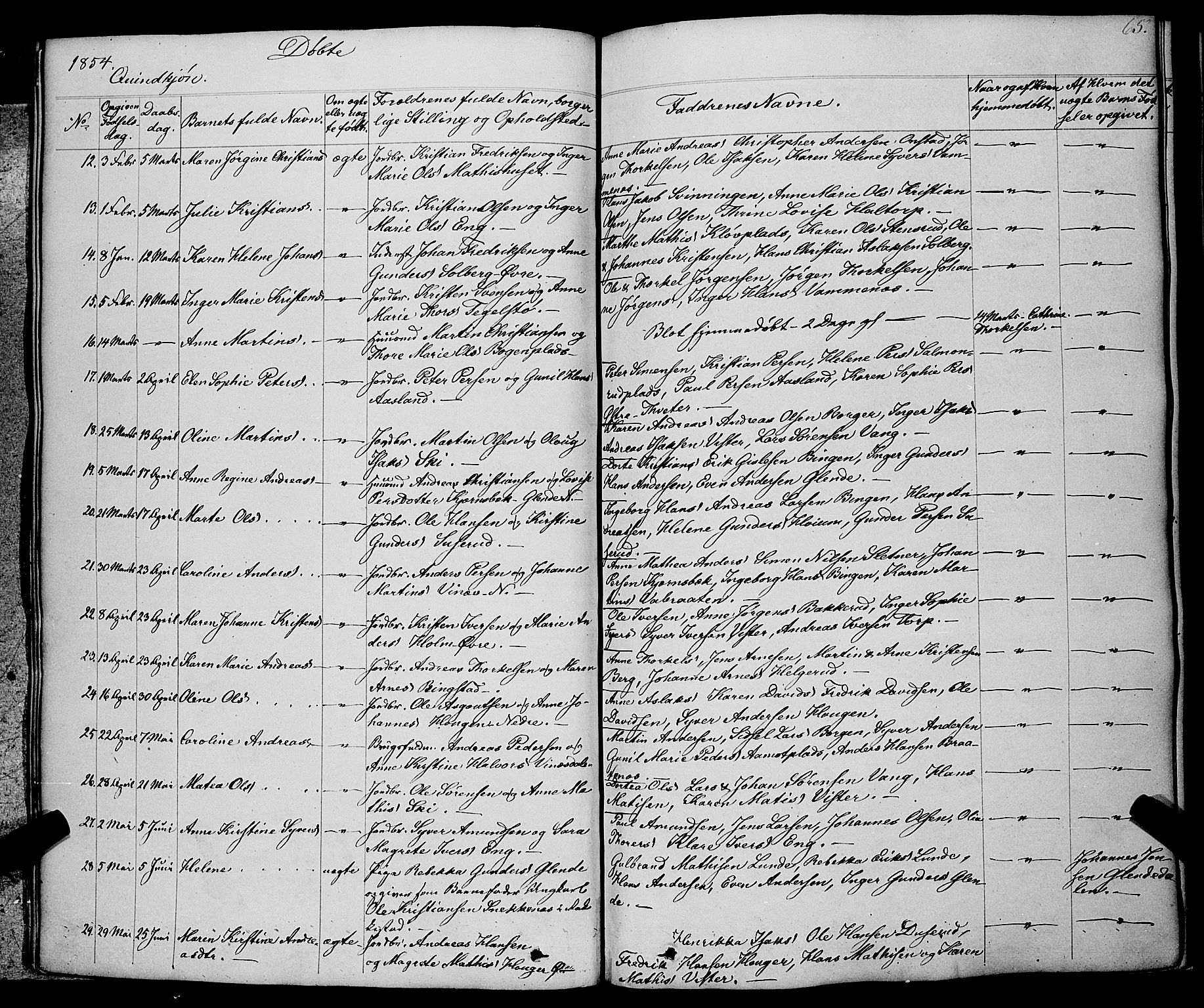 Skiptvet prestekontor Kirkebøker, AV/SAO-A-20009/F/Fa/L0006: Parish register (official) no. 6, 1839-1860, p. 65