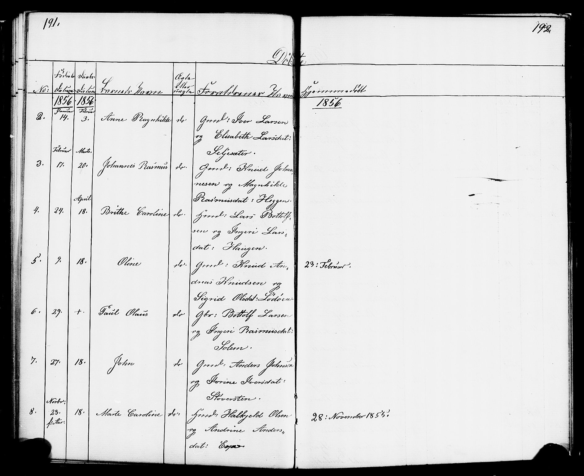 Hornindal sokneprestembete, AV/SAB-A-82401/H/Haa/Haaa/L0001: Parish register (official) no. A 1, 1837-1866, p. 192-193