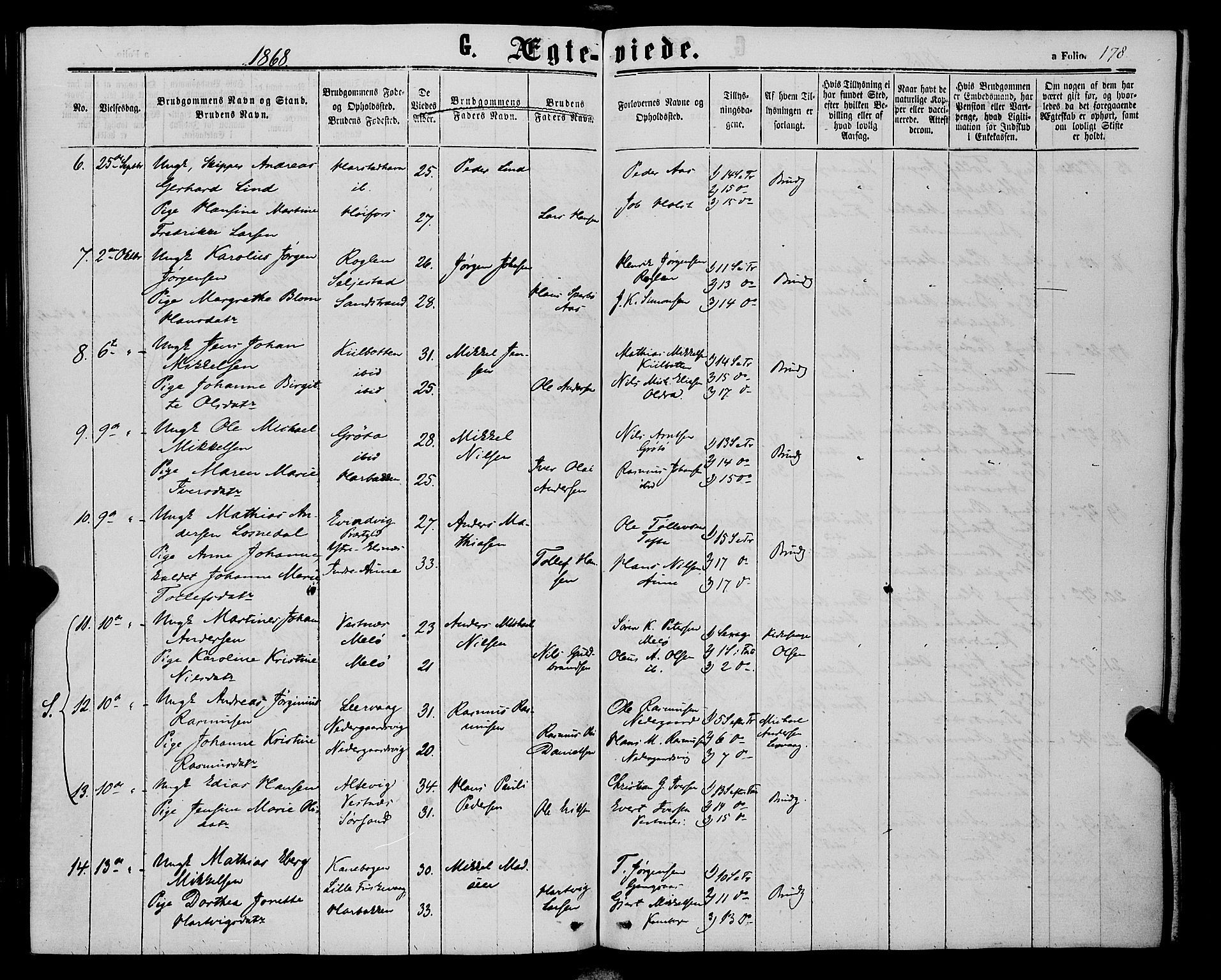 Trondenes sokneprestkontor, AV/SATØ-S-1319/H/Ha/L0012kirke: Parish register (official) no. 12, 1863-1870, p. 178