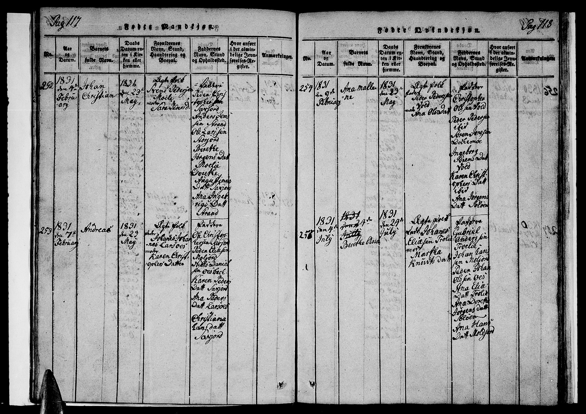 Ministerialprotokoller, klokkerbøker og fødselsregistre - Nordland, AV/SAT-A-1459/846/L0651: Parish register (copy) no. 846C01, 1821-1841, p. 117-118