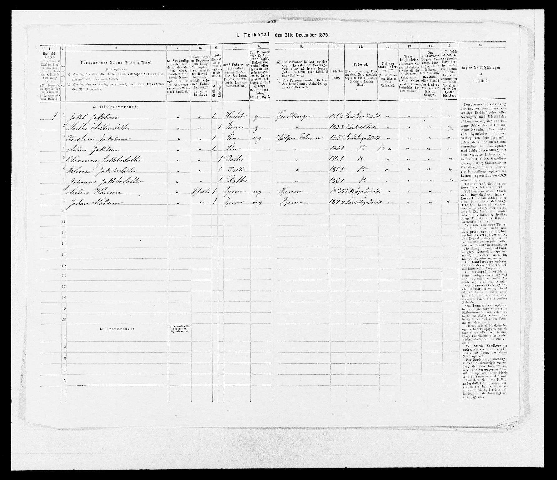 SAB, 1875 census for 1430P Indre Holmedal, 1875, p. 740