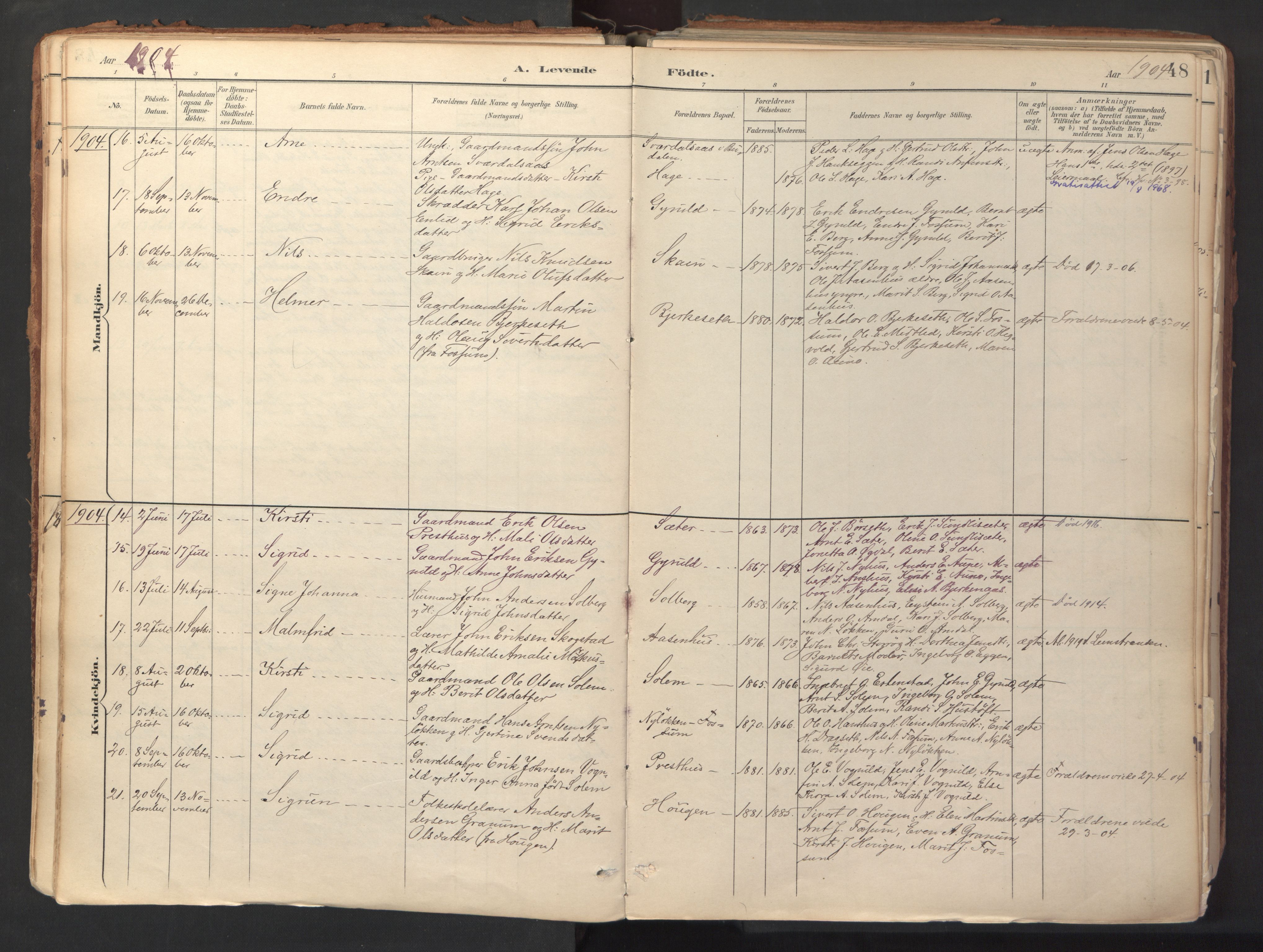 Ministerialprotokoller, klokkerbøker og fødselsregistre - Sør-Trøndelag, SAT/A-1456/689/L1041: Parish register (official) no. 689A06, 1891-1923, p. 48