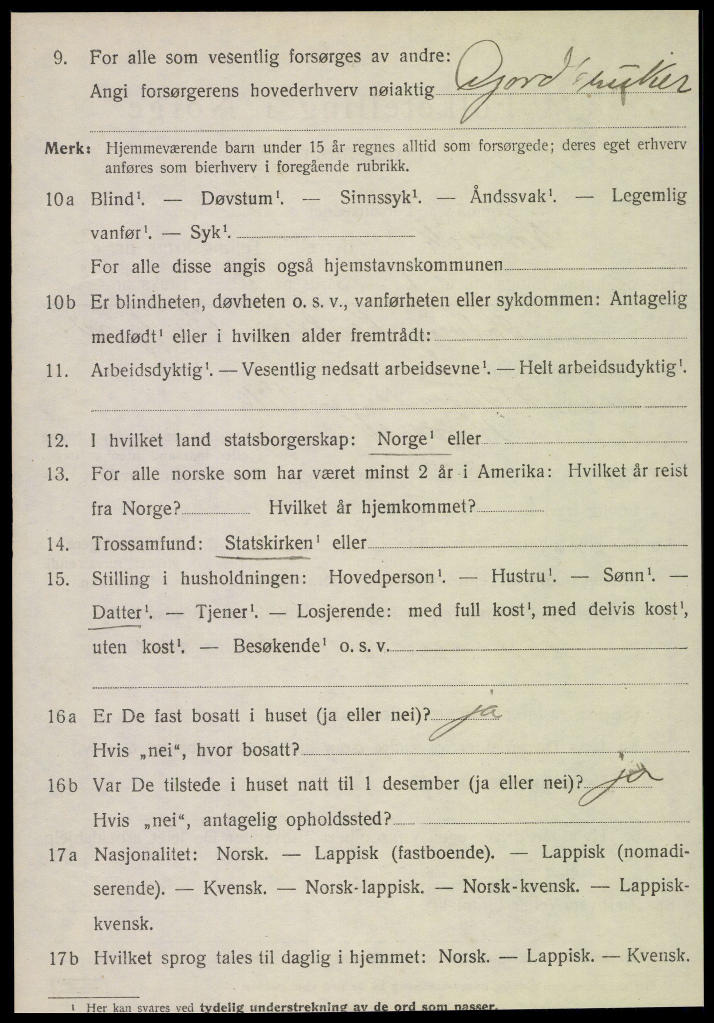 SAT, 1920 census for Nordvik, 1920, p. 2617