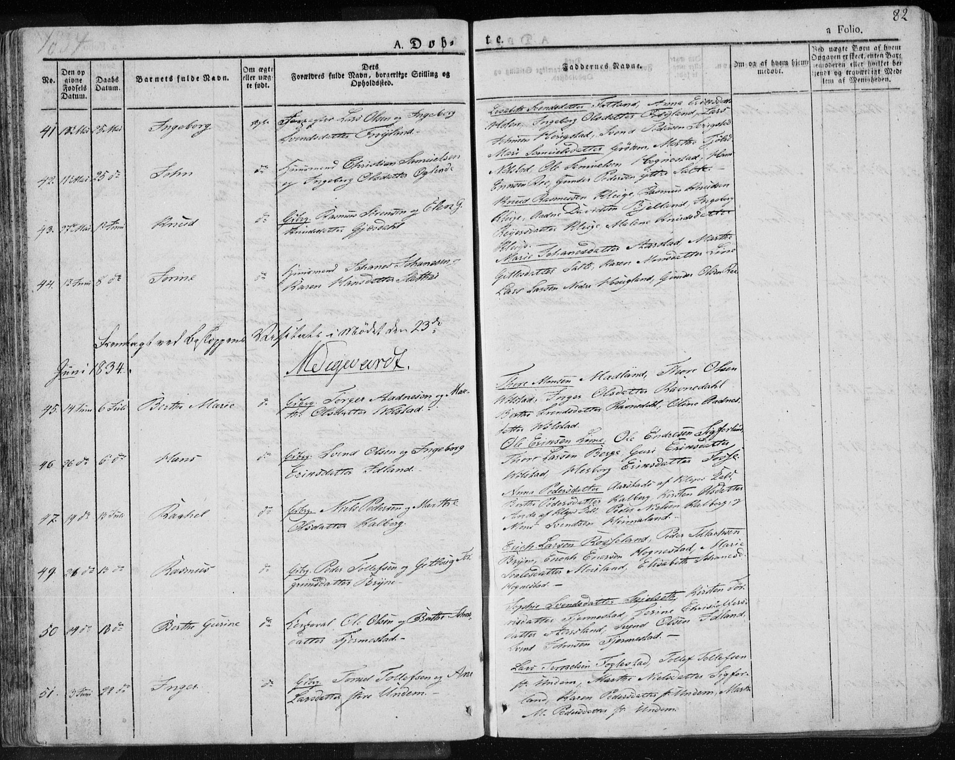 Lye sokneprestkontor, AV/SAST-A-101794/001/30BA/L0004: Parish register (official) no. A 4, 1826-1841, p. 82