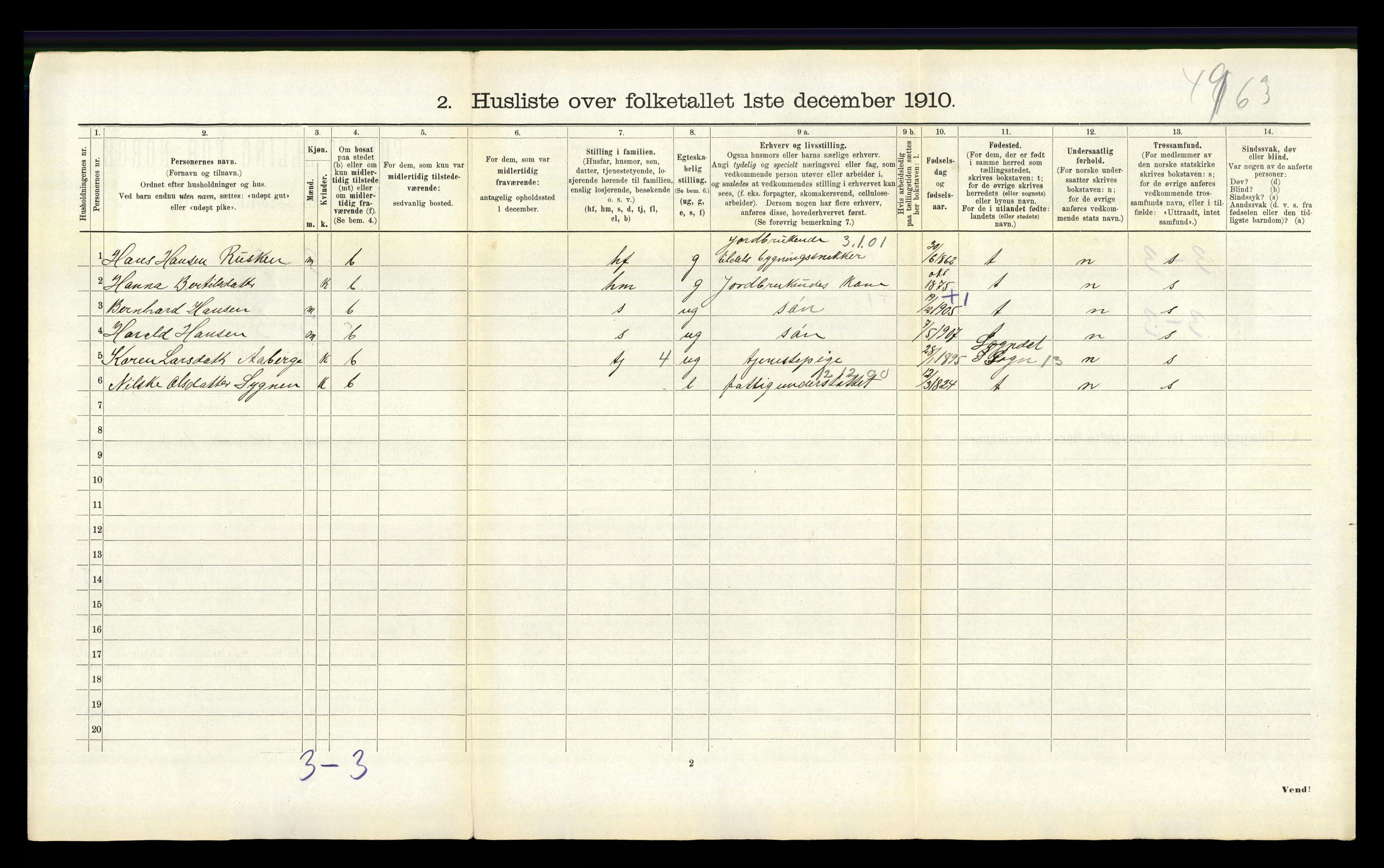 RA, 1910 census for Indre Holmedal, 1910, p. 891