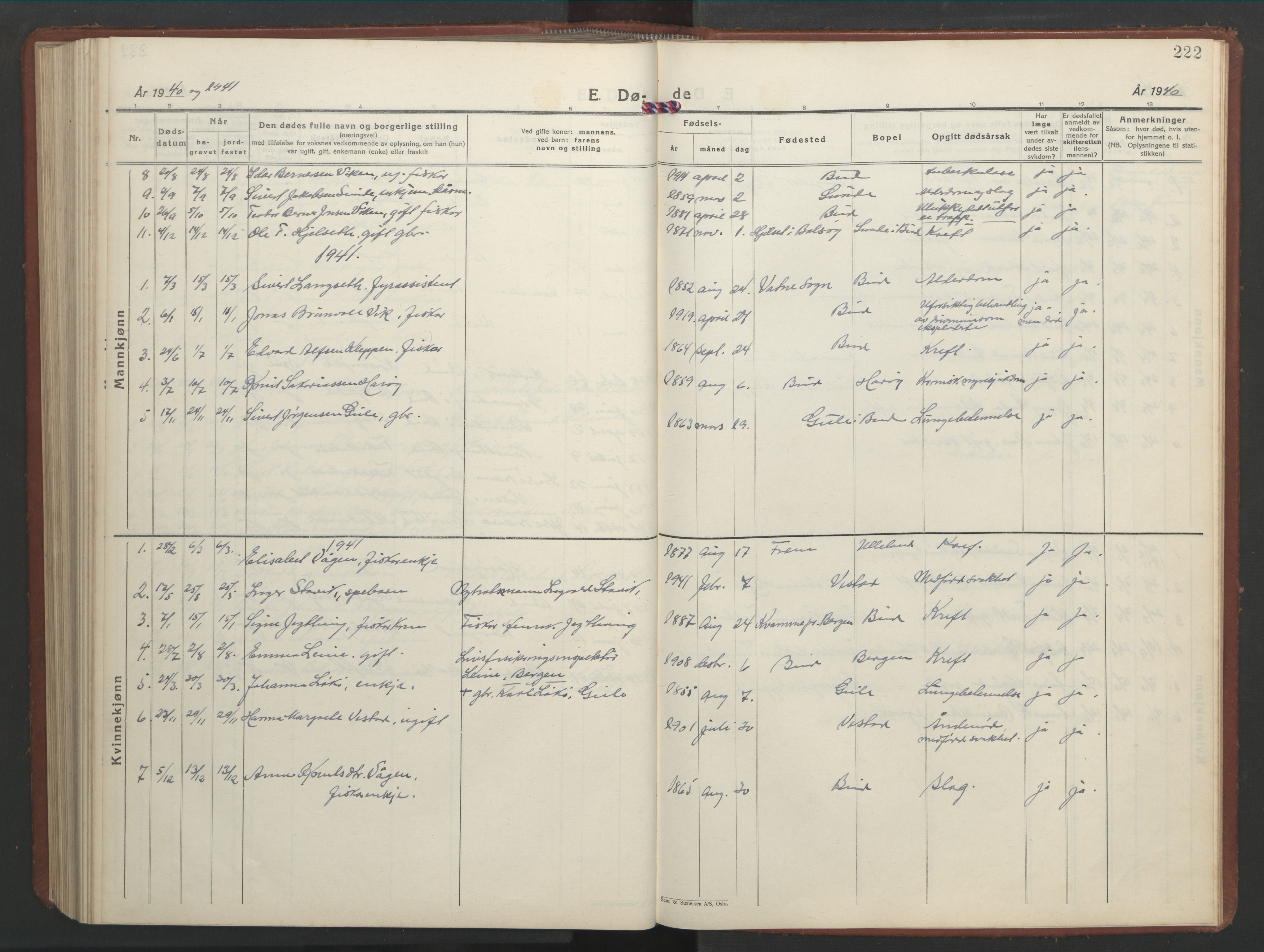 Ministerialprotokoller, klokkerbøker og fødselsregistre - Møre og Romsdal, AV/SAT-A-1454/566/L0775: Parish register (copy) no. 566C04, 1930-1946, p. 222