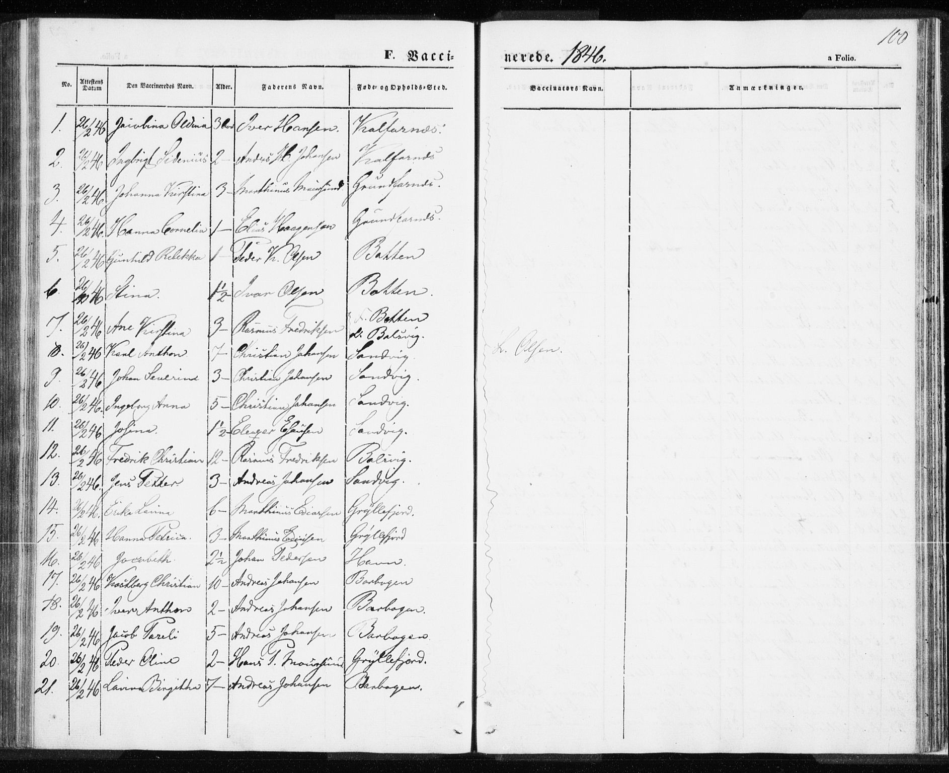Berg sokneprestkontor, SATØ/S-1318/G/Ga/Gaa/L0001kirke: Parish register (official) no. 1, 1846-1859, p. 100