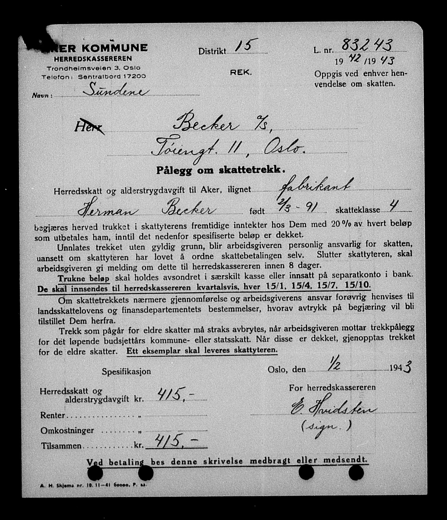 Justisdepartementet, Tilbakeføringskontoret for inndratte formuer, AV/RA-S-1564/H/Hc/Hcc/L0919: --, 1945-1947, p. 322