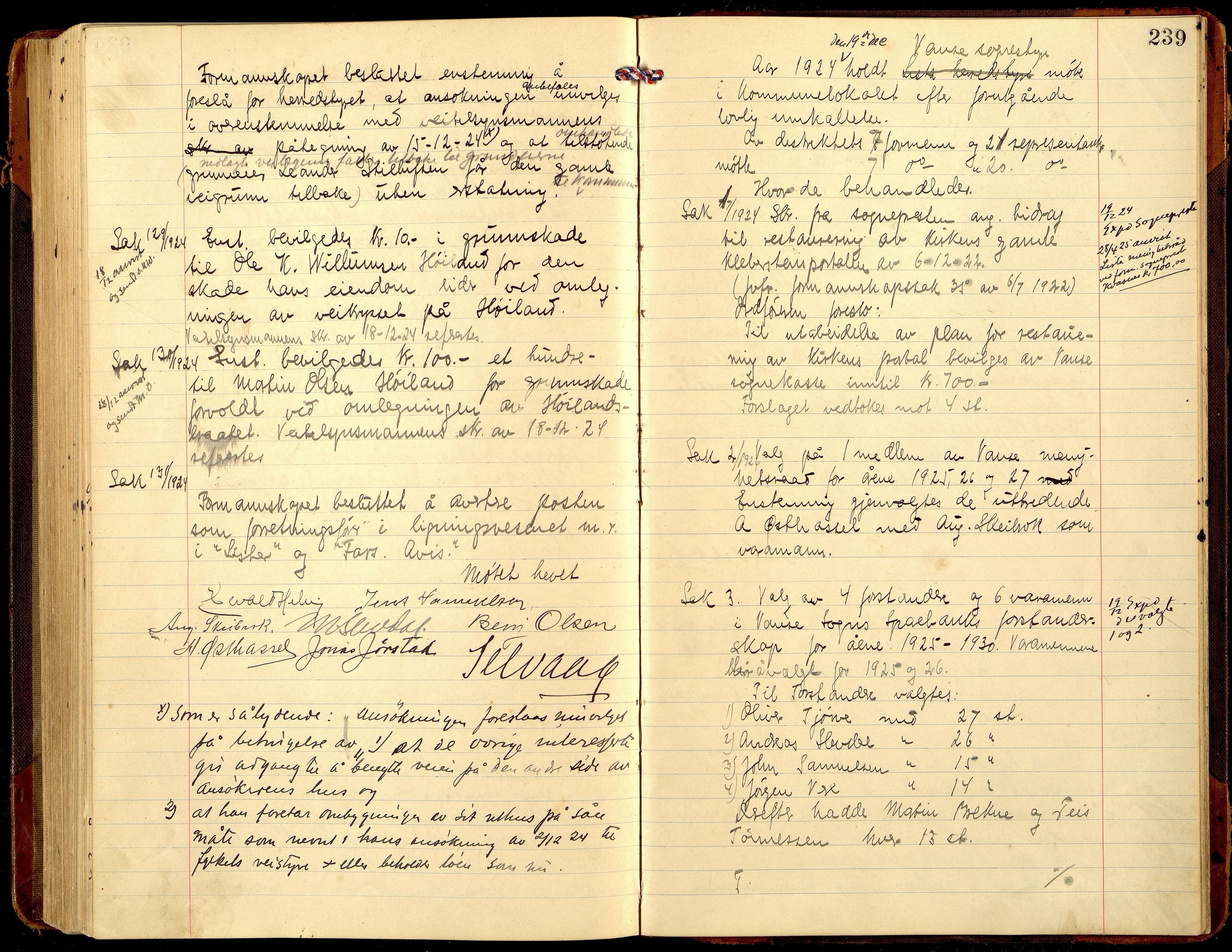 Lista kommune - Formannskapet, ARKSOR/1003LI120/A/L0008: Møtebok (d), 1921-1925, p. 238b-239a