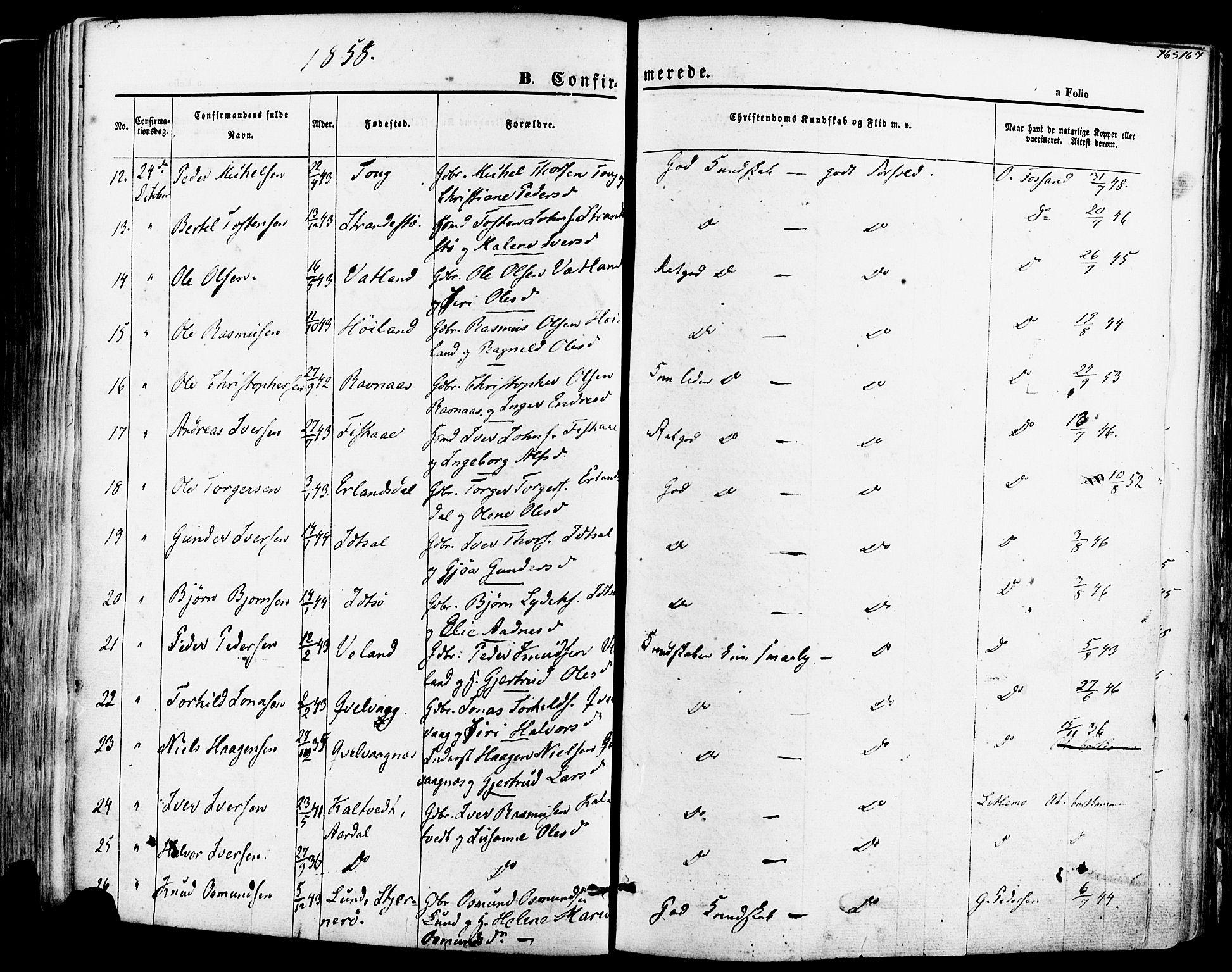 Strand sokneprestkontor, AV/SAST-A-101828/H/Ha/Haa/L0007: Parish register (official) no. A 7, 1855-1881, p. 165