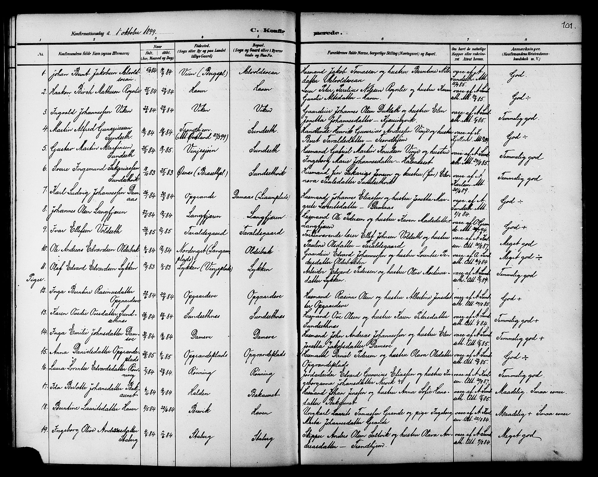 Ministerialprotokoller, klokkerbøker og fødselsregistre - Nord-Trøndelag, SAT/A-1458/733/L0327: Parish register (copy) no. 733C02, 1888-1918, p. 101
