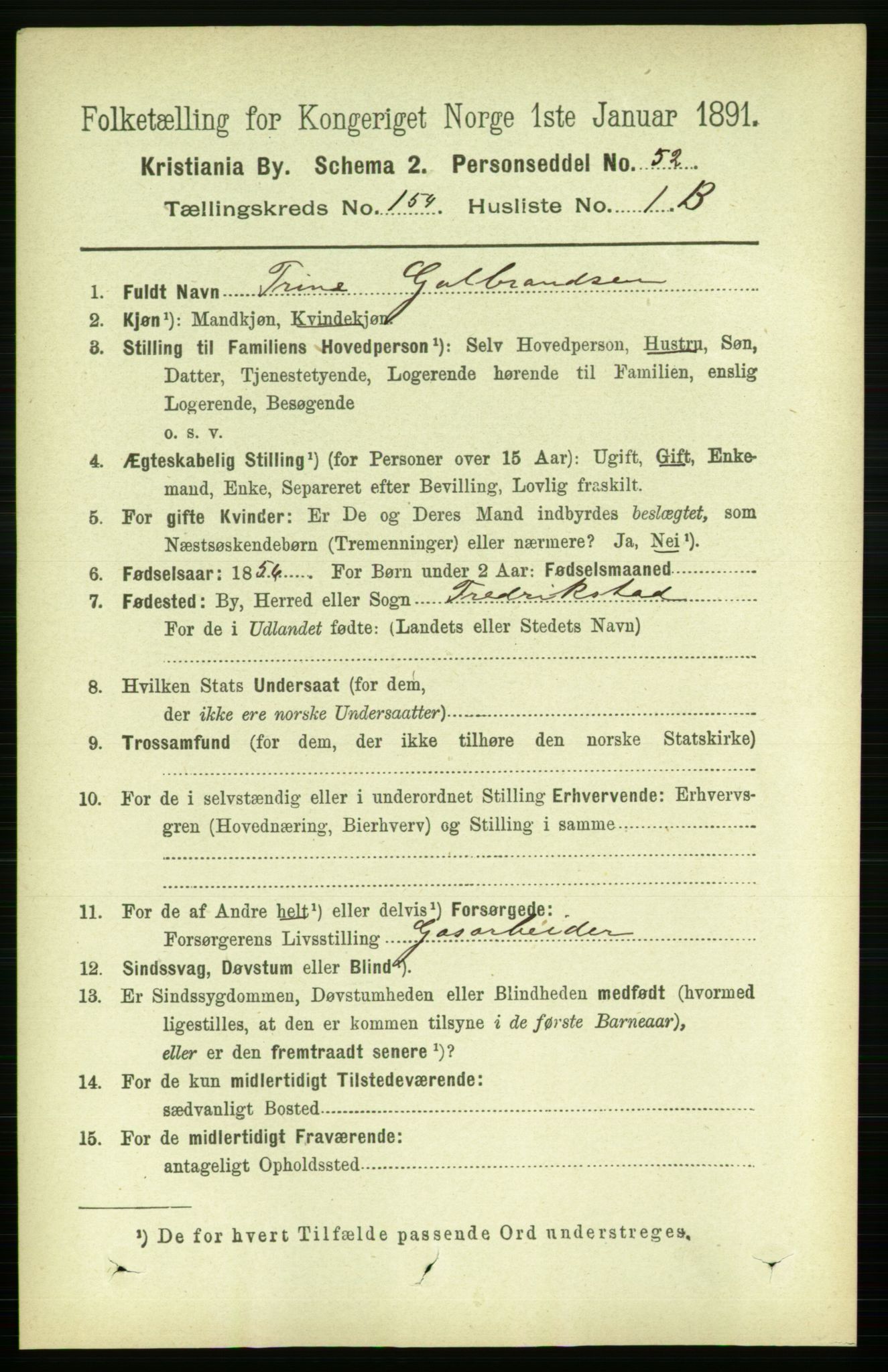 RA, 1891 census for 0301 Kristiania, 1891, p. 87296