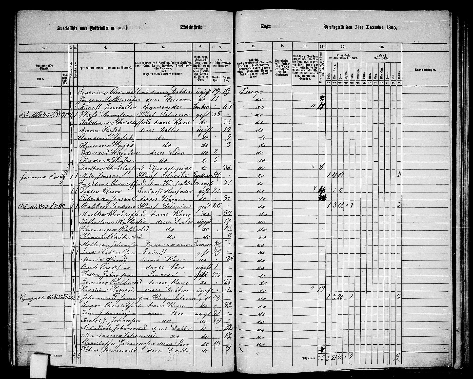 RA, 1865 census for Borge, 1865, p. 66