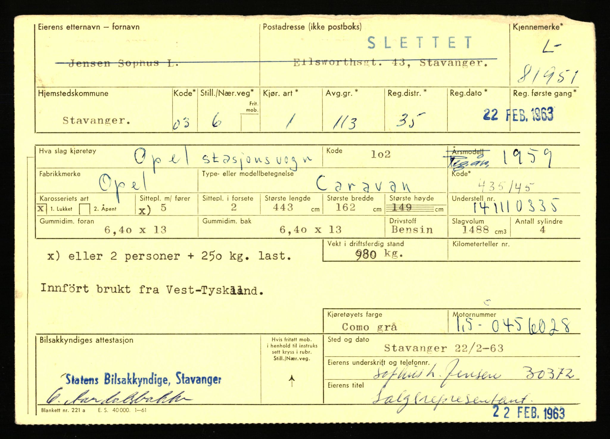 Stavanger trafikkstasjon, SAST/A-101942/0/F/L0071: L-80500 - L-82199, 1930-1971, p. 2399