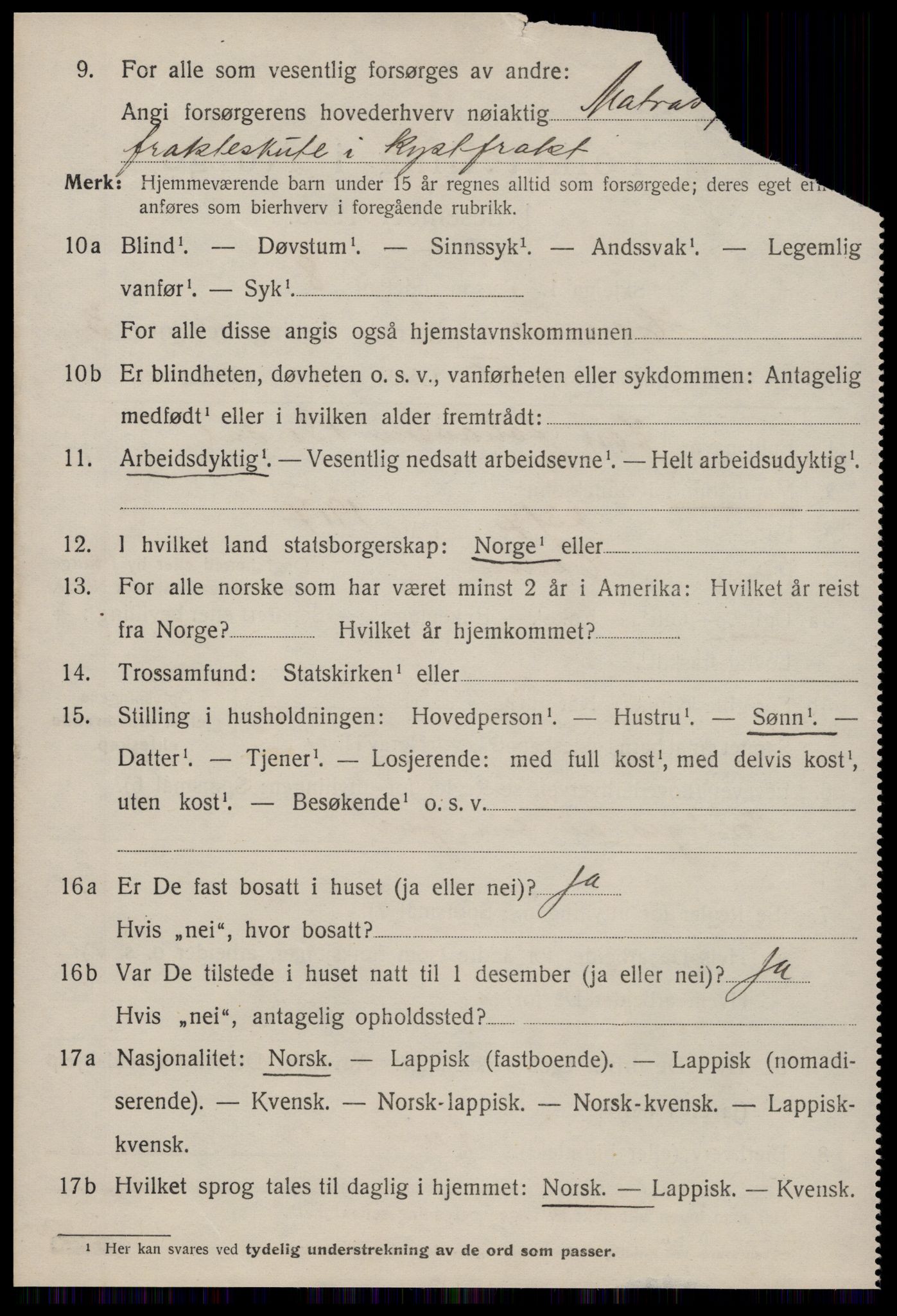 SAT, 1920 census for Hemne, 1920, p. 2849