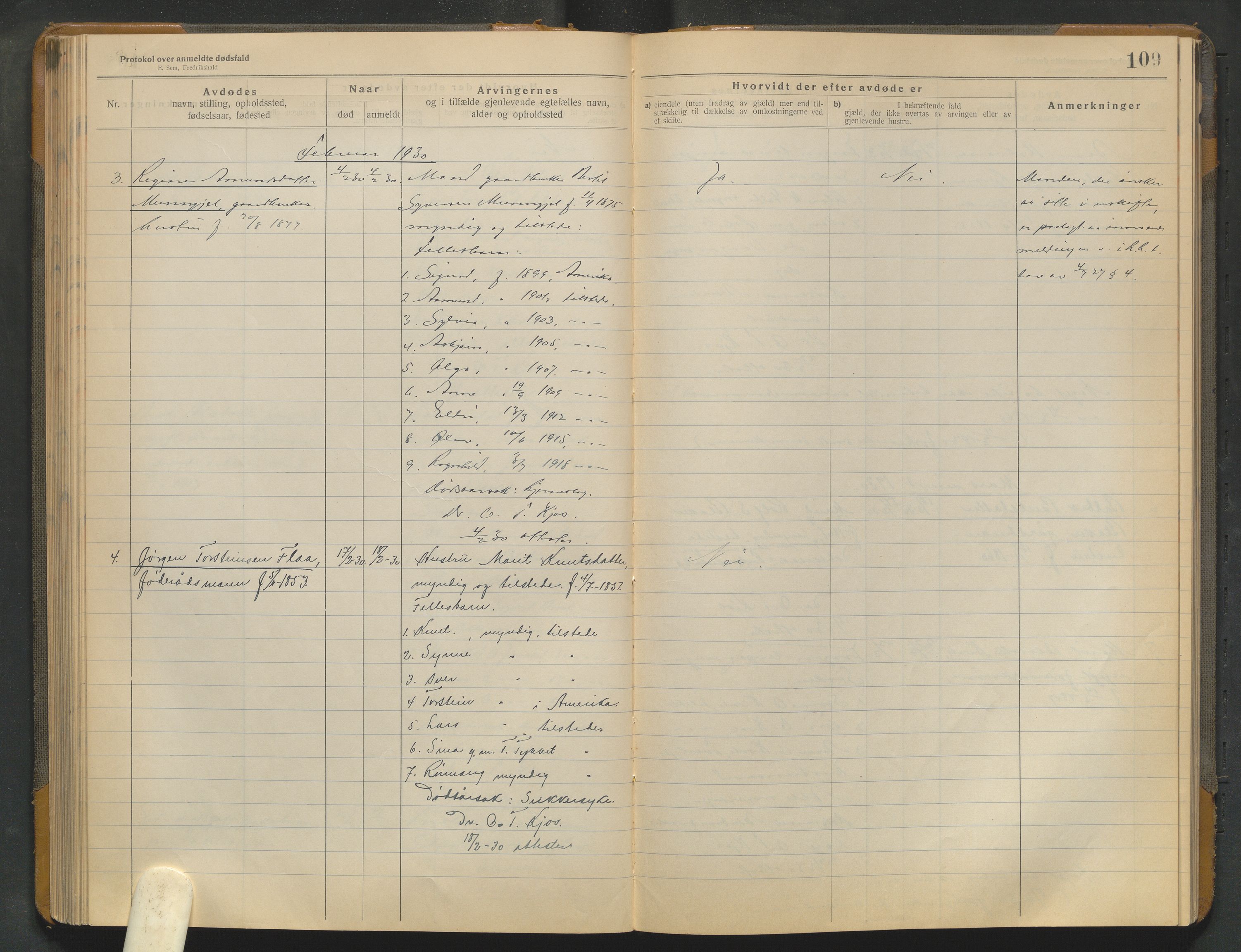 Lom lensmannskontor, AV/SAH-PGL-006/H/Ha/Haa/L0001/0004: Dødsfallsprotokoller / Dødsfallsprotokoll, 1922-1937, p. 109