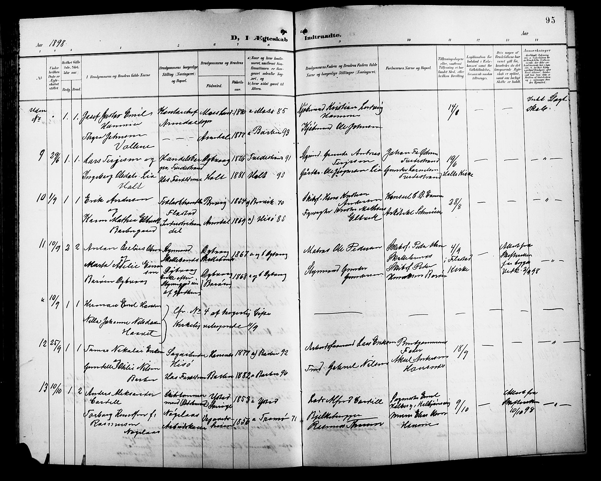 Barbu sokneprestkontor, SAK/1111-0003/F/Fb/L0003: Parish register (copy) no. B 3, 1897-1911, p. 95