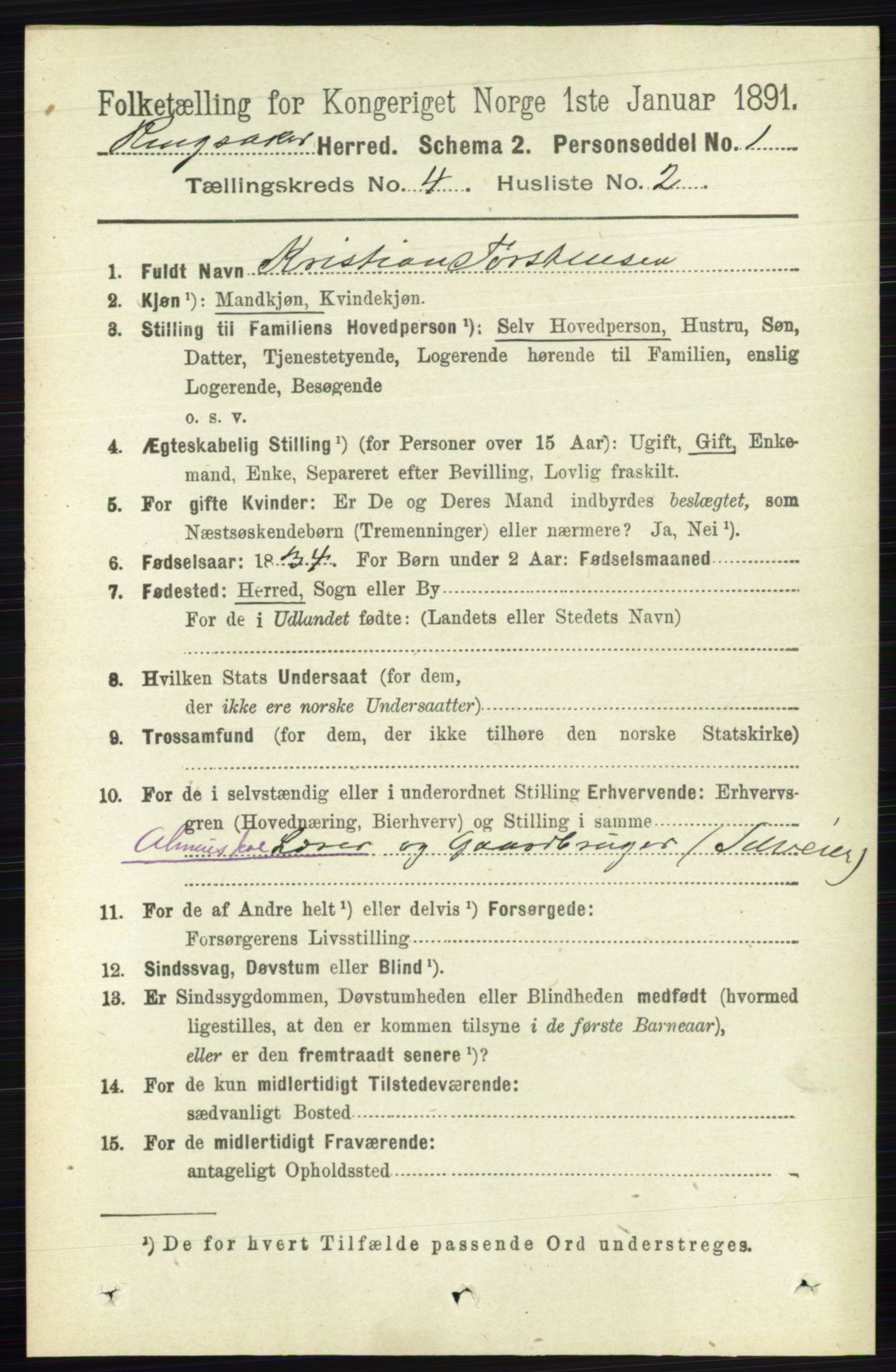 RA, 1891 census for 0412 Ringsaker, 1891, p. 1780