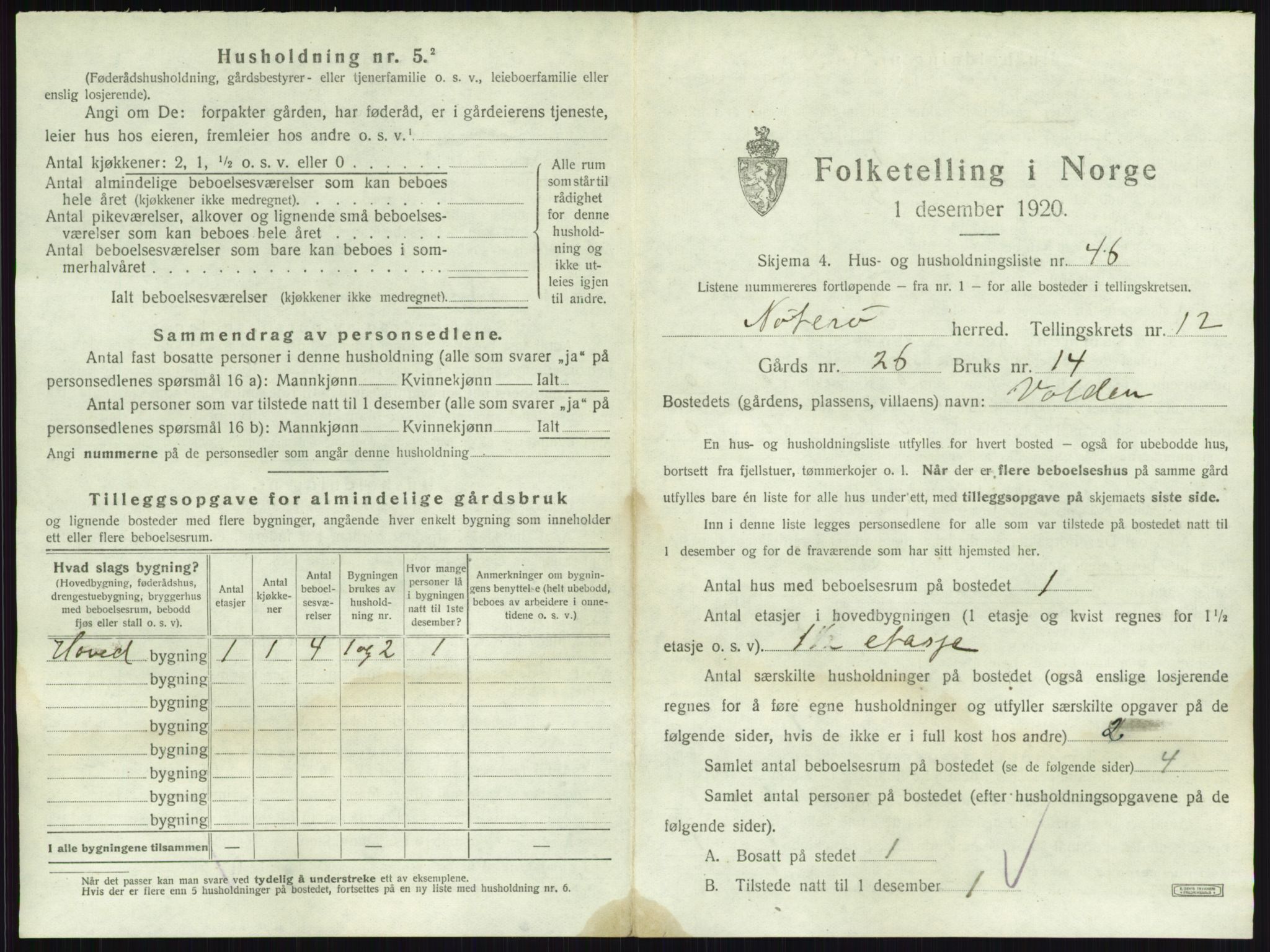 SAKO, 1920 census for Nøtterøy, 1920, p. 2543
