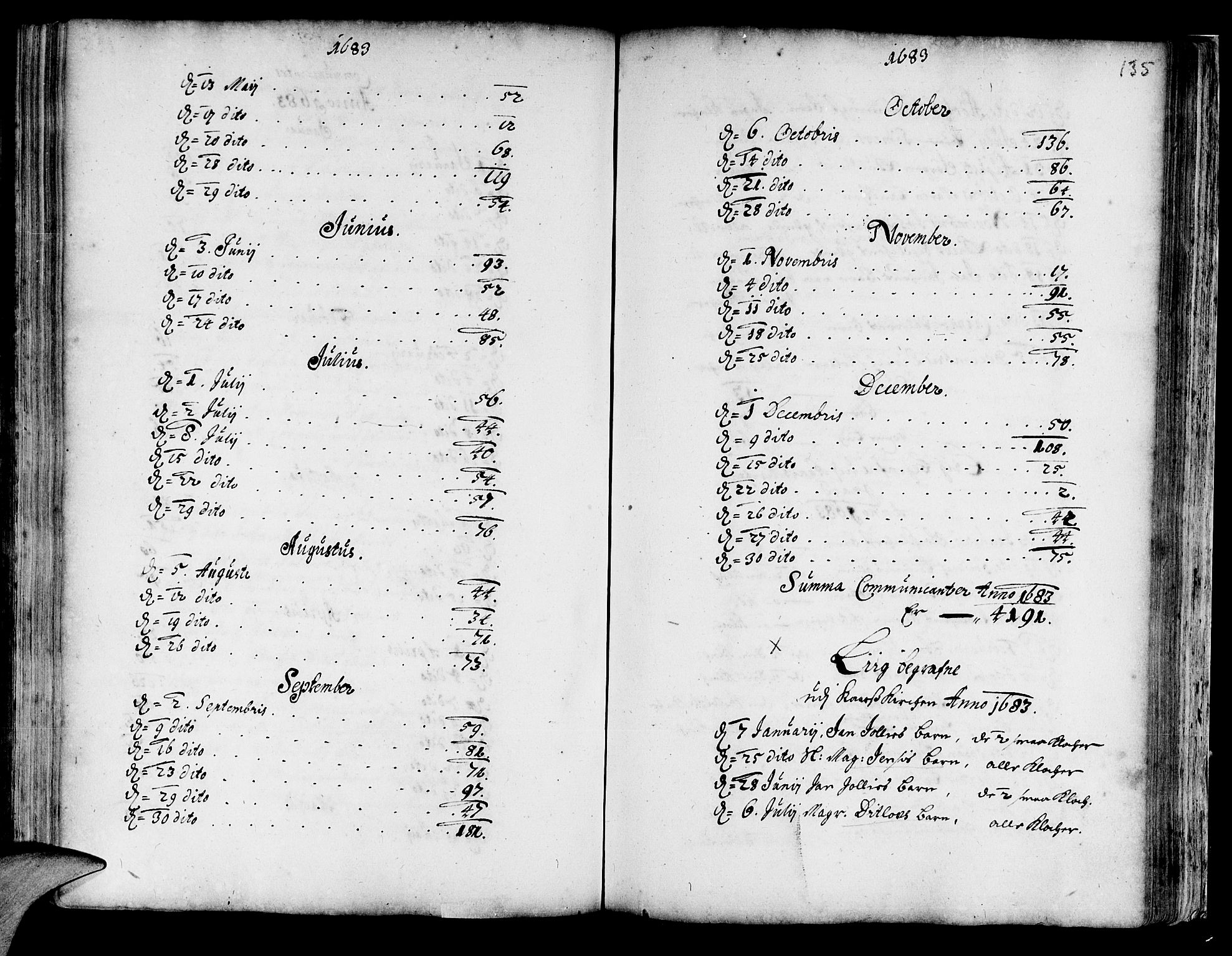Korskirken sokneprestembete, SAB/A-76101/H/Haa/L0001: Parish register (official) no. A 1, 1674-1688, p. 135