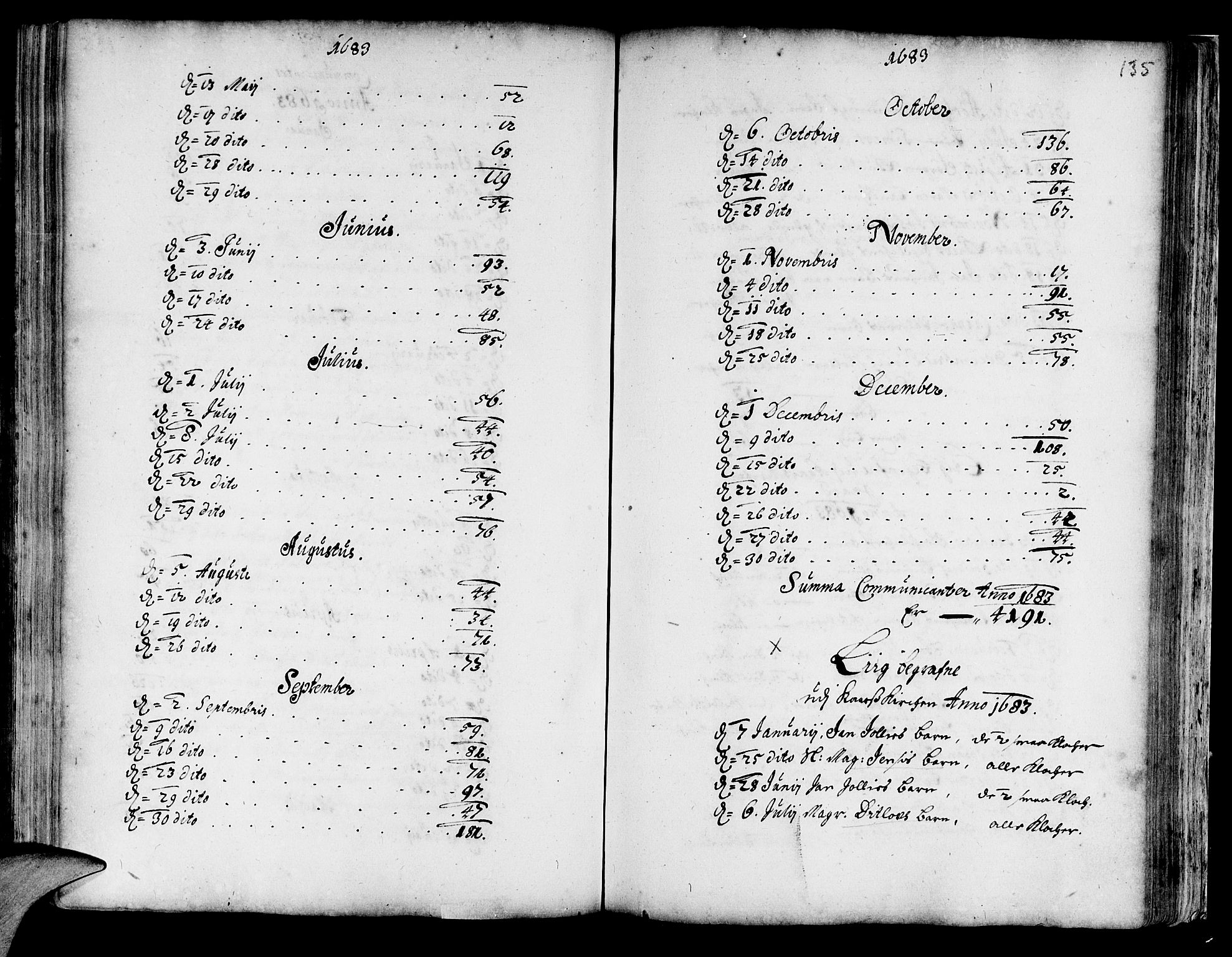 Korskirken sokneprestembete, AV/SAB-A-76101/H/Haa/L0001: Parish register (official) no. A 1, 1674-1688, p. 135