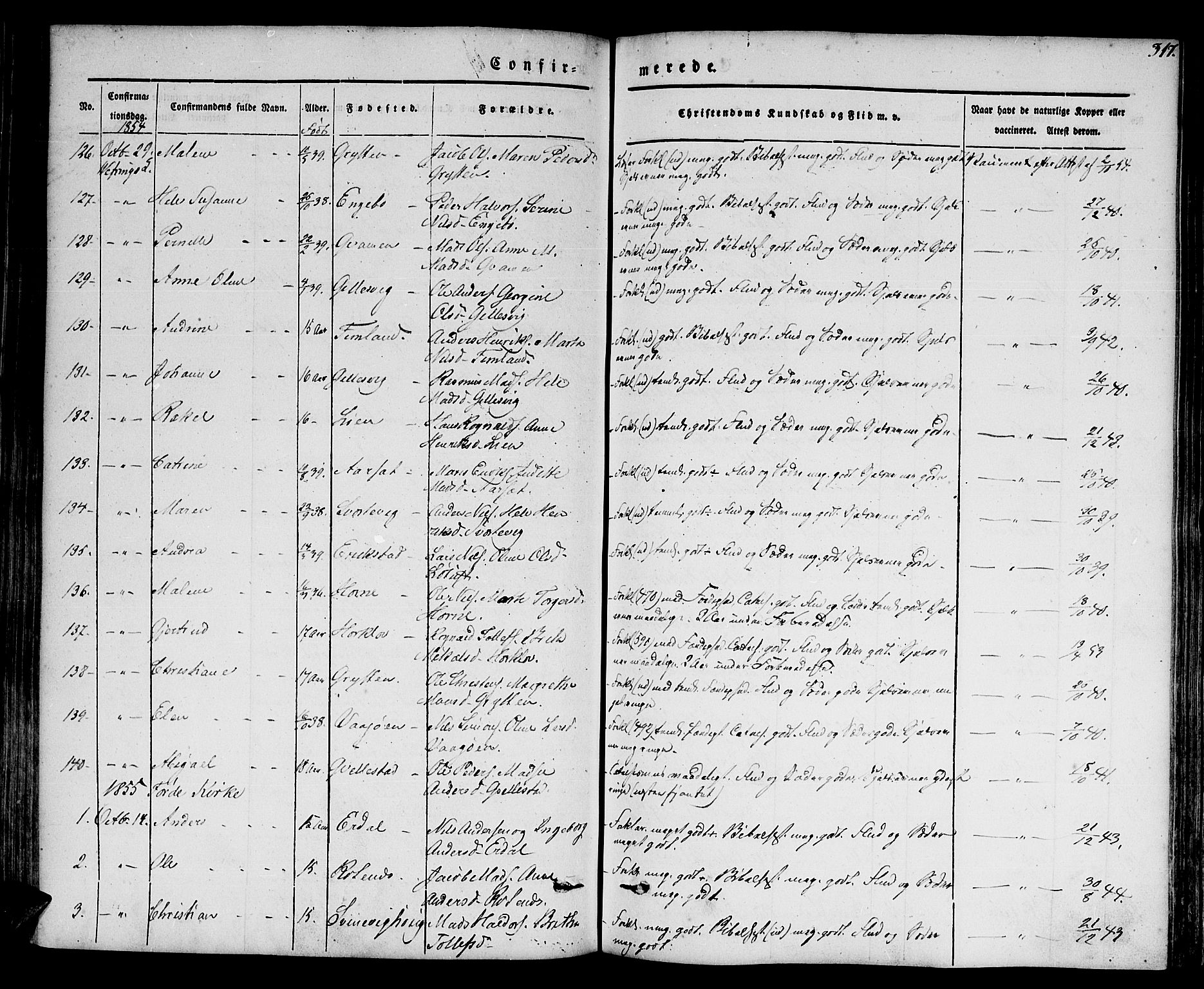 Førde sokneprestembete, AV/SAB-A-79901/H/Haa/Haaa/L0007: Parish register (official) no. A 7, 1843-1860, p. 317