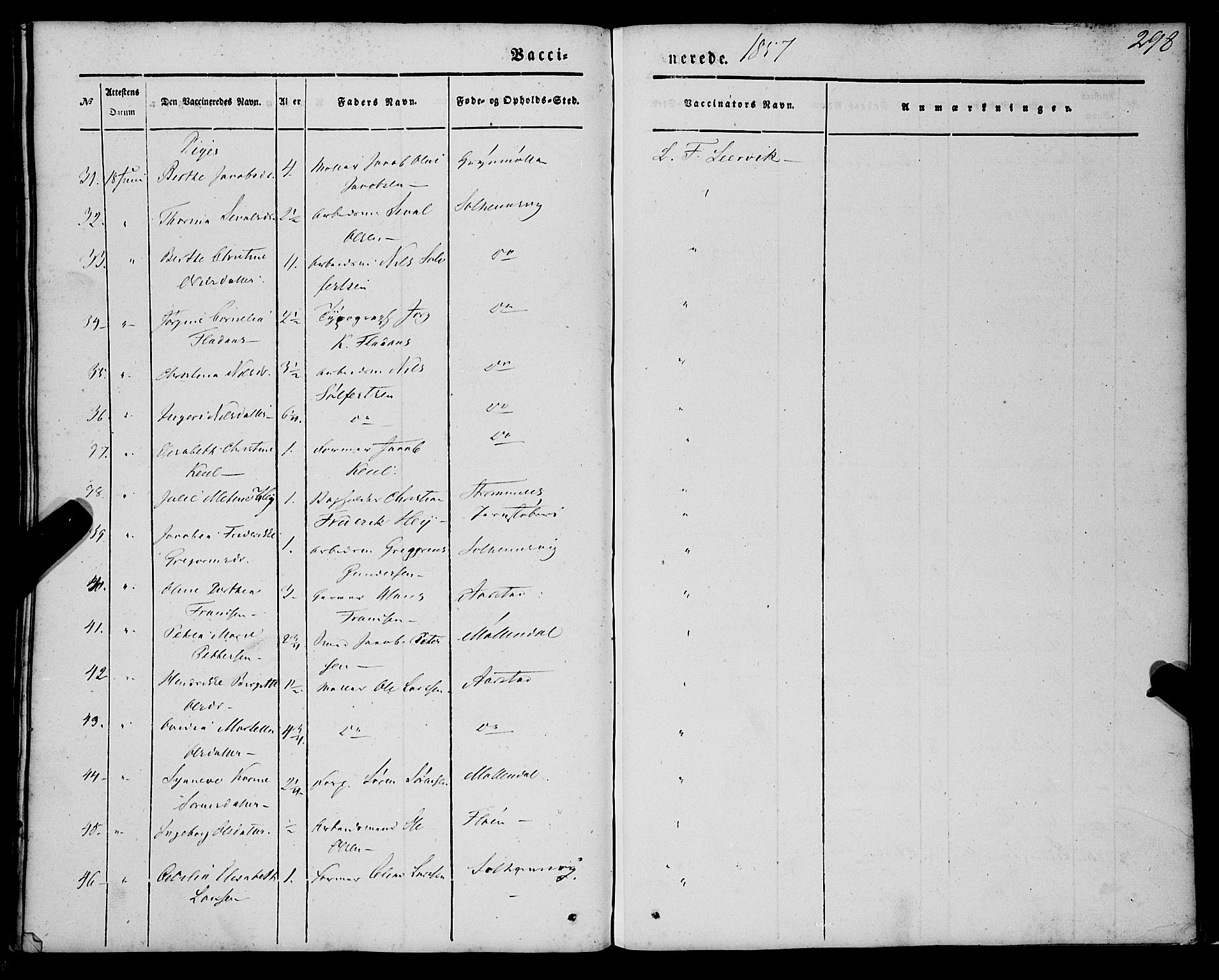 St. Jørgens hospital og Årstad sokneprestembete, AV/SAB-A-99934: Parish register (official) no. A 4, 1844-1863, p. 298