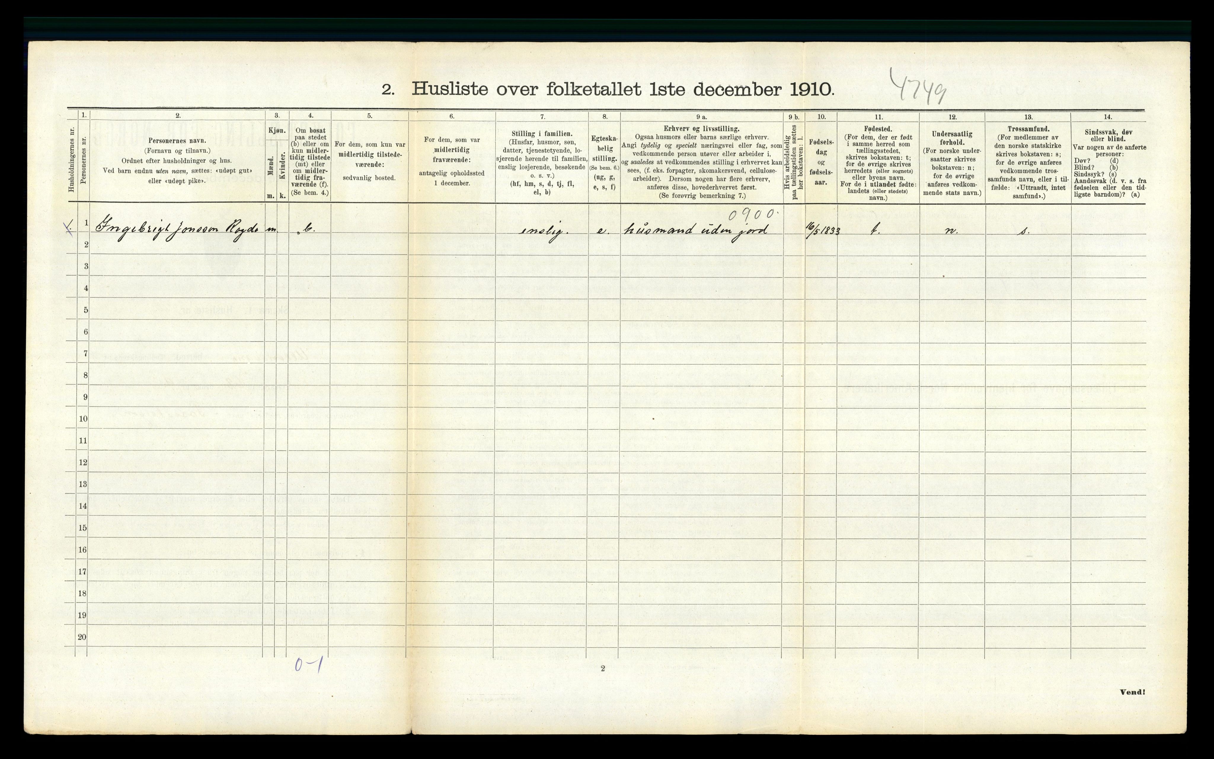 RA, 1910 census for Ullensvang, 1910, p. 1120