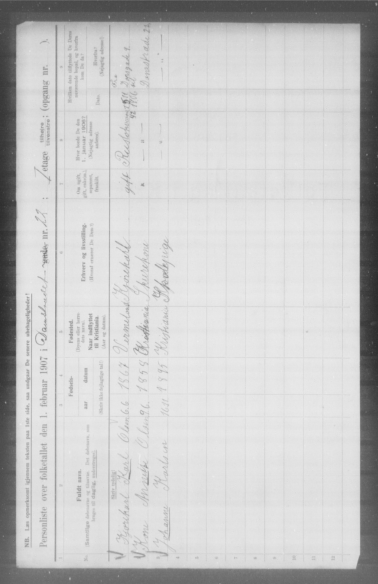 OBA, Municipal Census 1907 for Kristiania, 1907, p. 7410