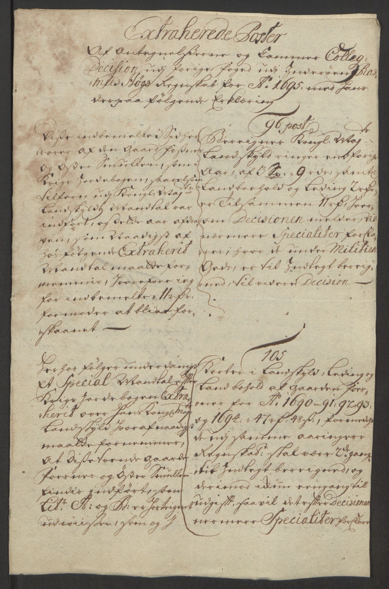 Rentekammeret inntil 1814, Reviderte regnskaper, Fogderegnskap, AV/RA-EA-4092/R63/L4309: Fogderegnskap Inderøy, 1695-1697, p. 117