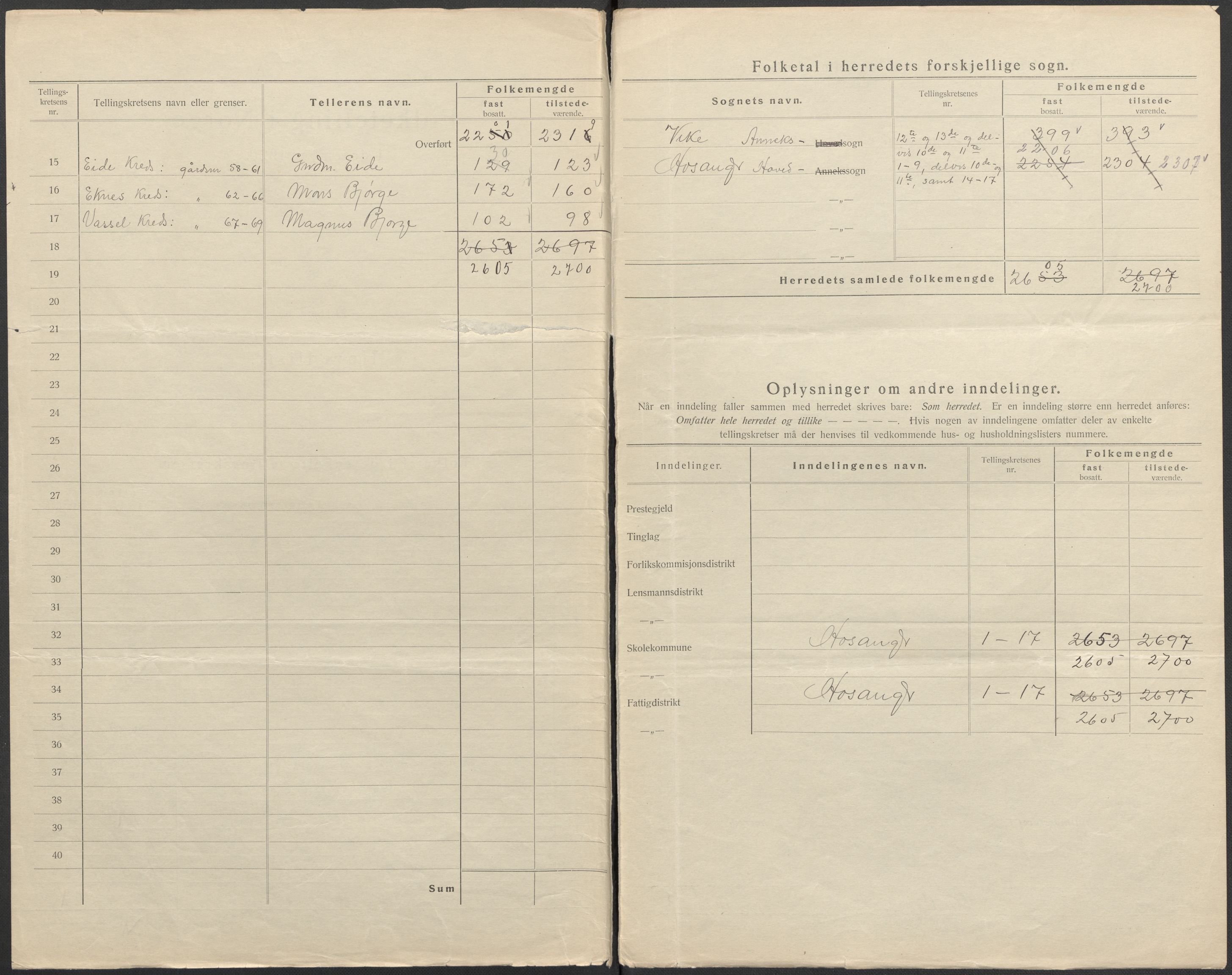 SAB, 1920 census for Hosanger, 1920, p. 3