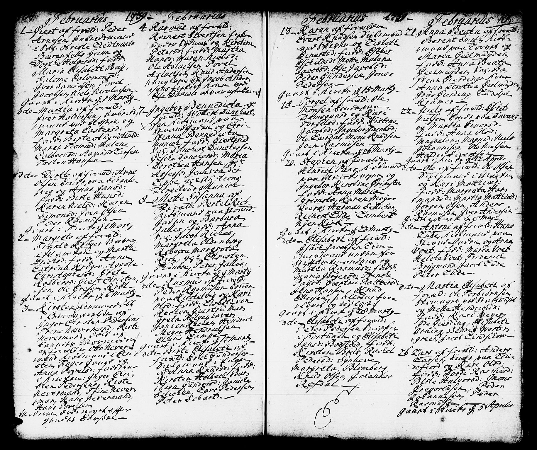 Domkirken sokneprestembete, SAB/A-74801/H/Haa/L0002: Parish register (official) no. A 2, 1733-1750, p. 104-105