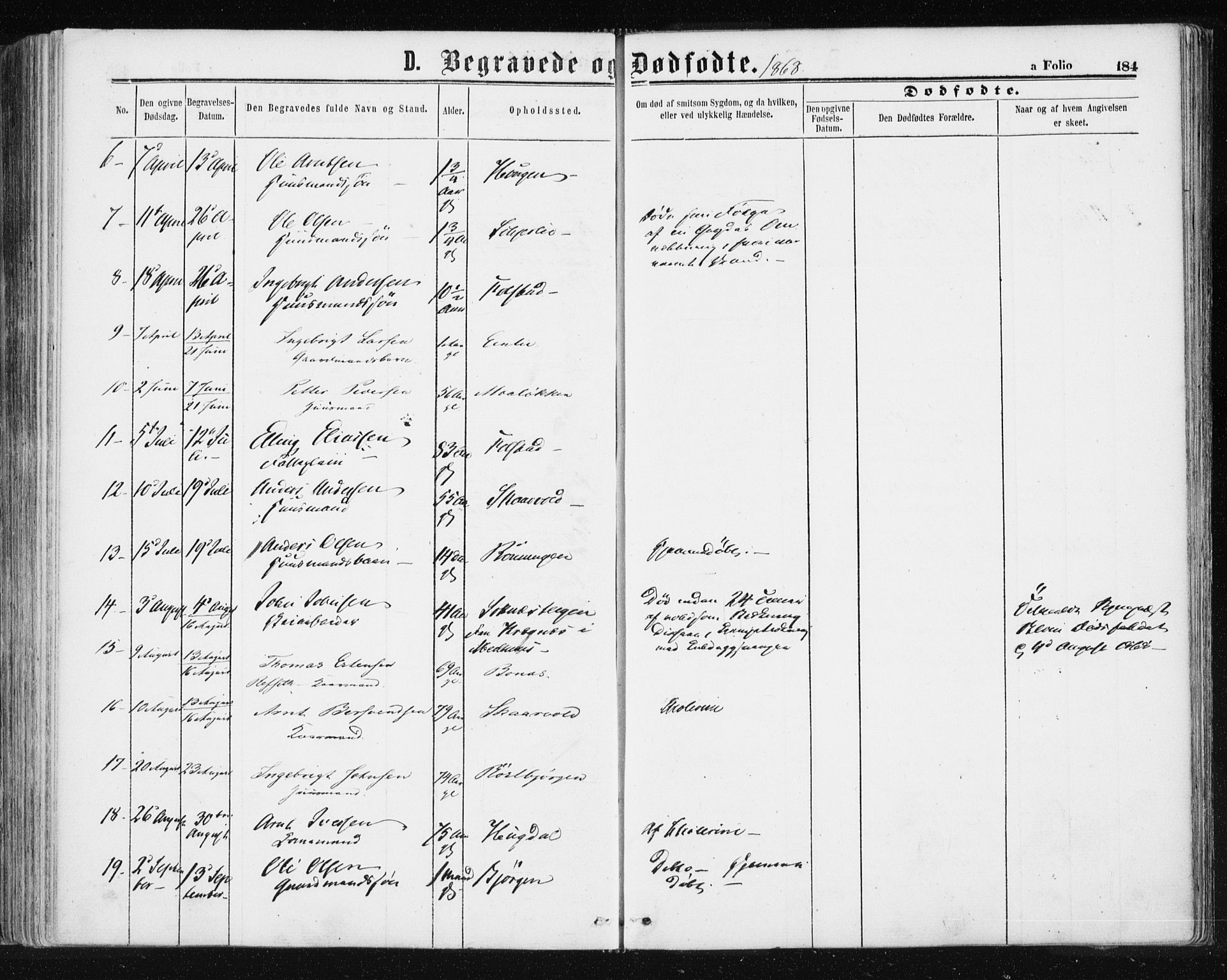 Ministerialprotokoller, klokkerbøker og fødselsregistre - Sør-Trøndelag, AV/SAT-A-1456/687/L1001: Parish register (official) no. 687A07, 1863-1878, p. 184