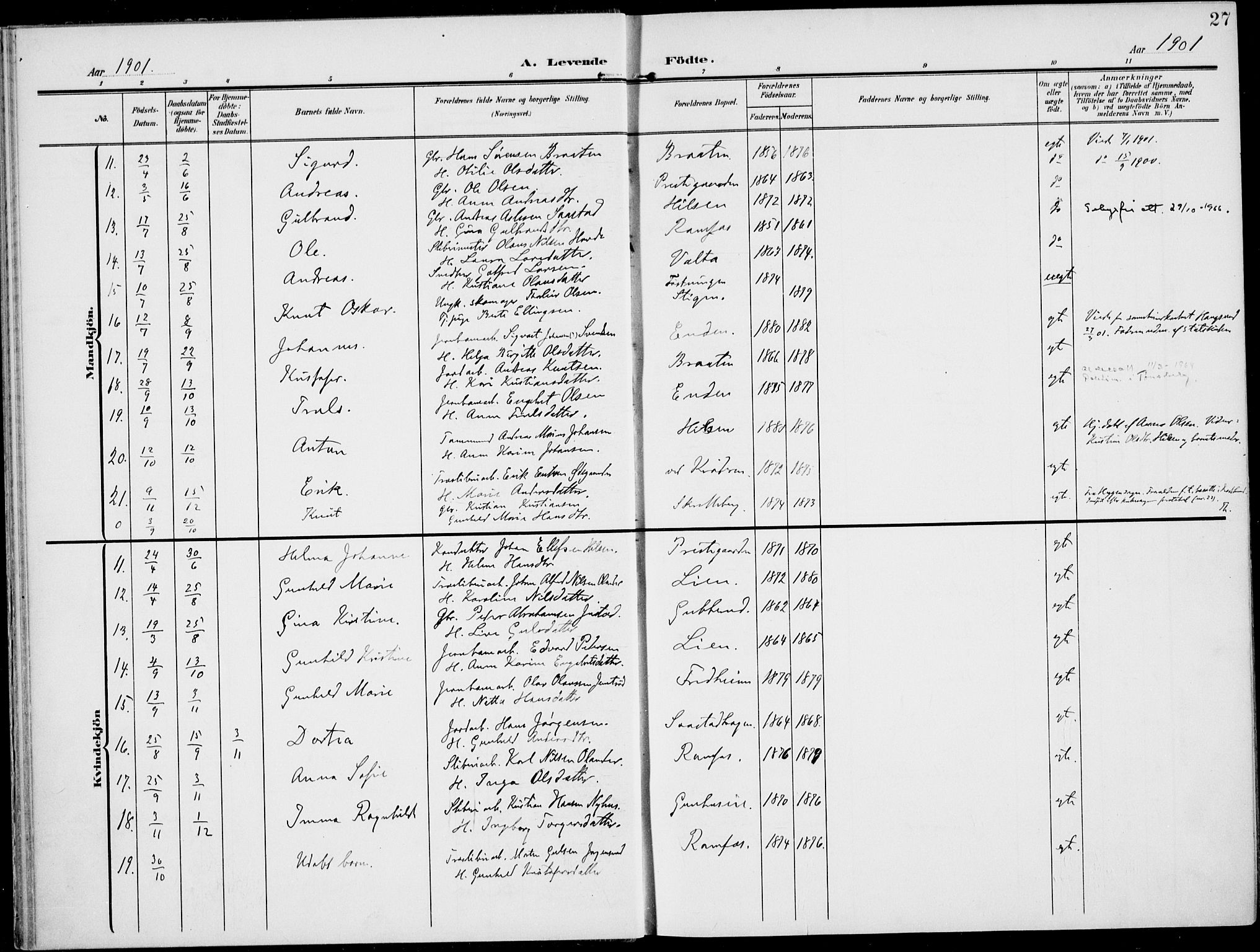 Modum kirkebøker, AV/SAKO-A-234/F/Fa/L0019: Parish register (official) no. 19, 1890-1914, p. 27