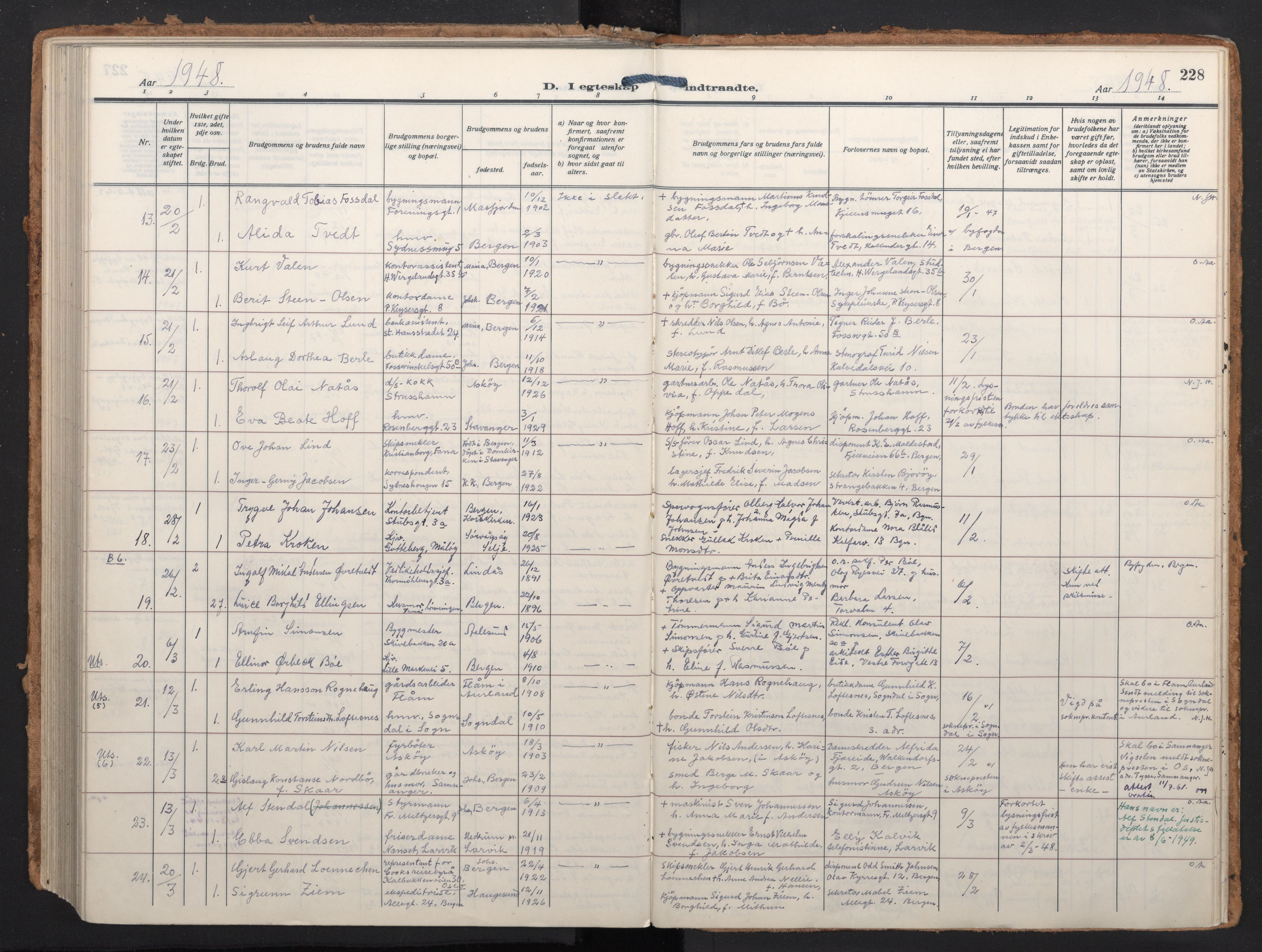 Johanneskirken sokneprestembete, AV/SAB-A-76001/H/Haa/L0014: Parish register (official) no. D 3, 1929-1949, p. 227b-228a