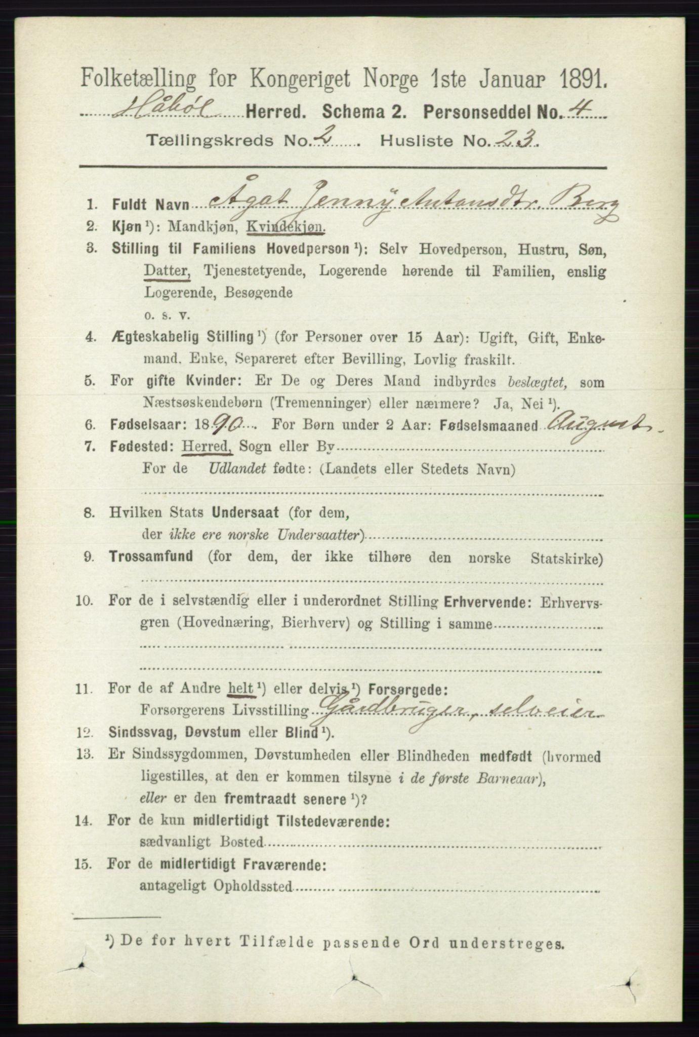 RA, 1891 census for 0138 Hobøl, 1891, p. 1169