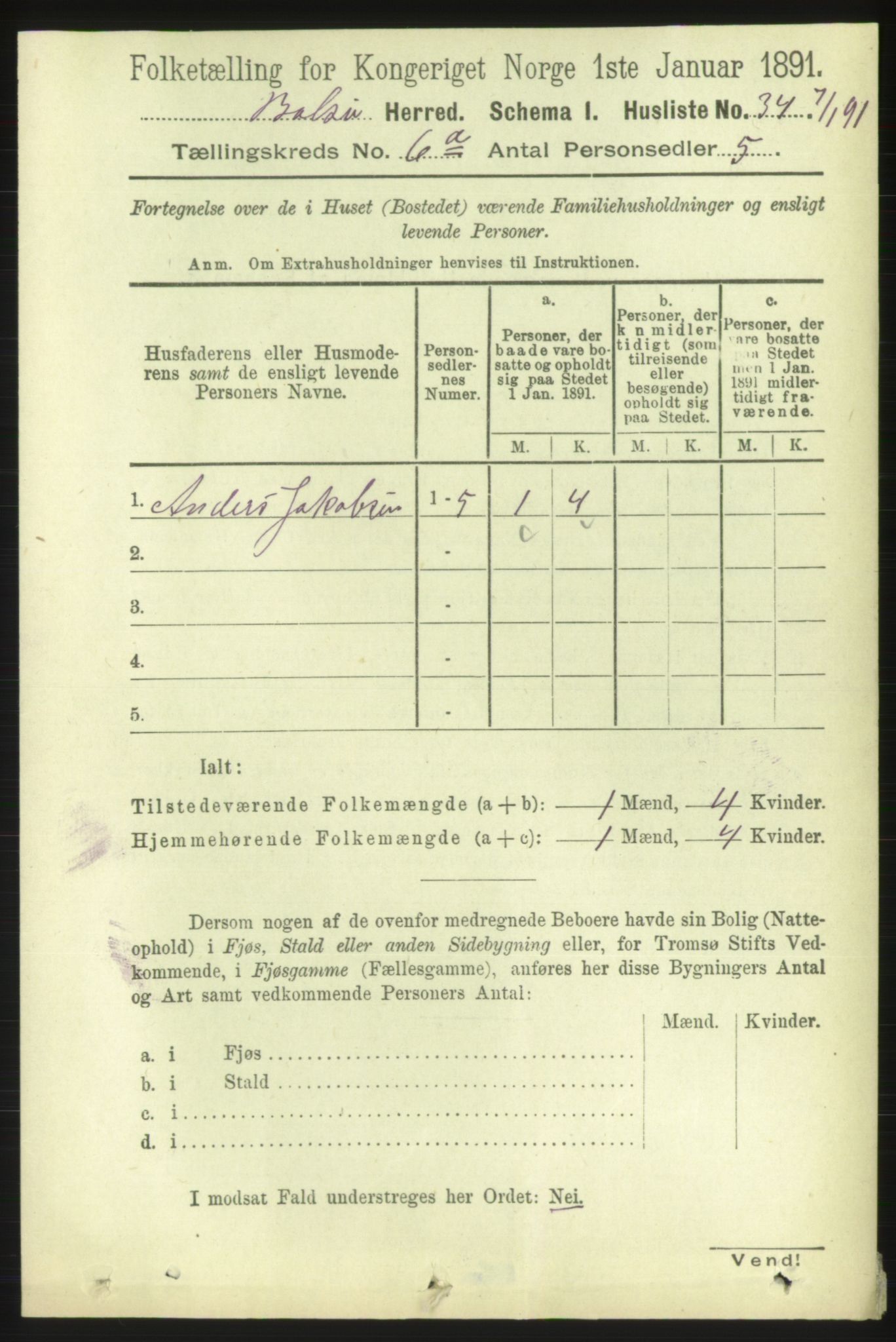 RA, 1891 census for 1544 Bolsøy, 1891, p. 3725