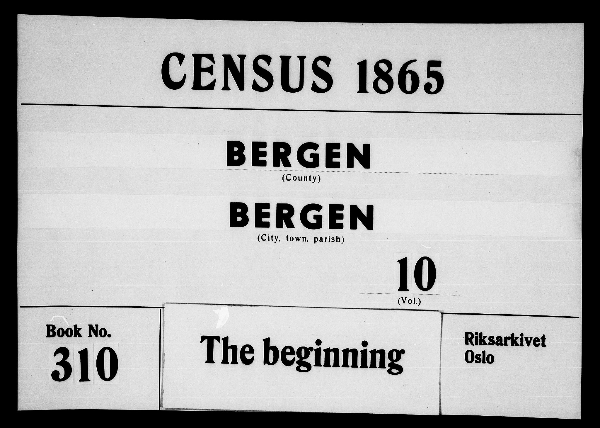 RA, 1865 census for Bergen, 1865, p. 4599