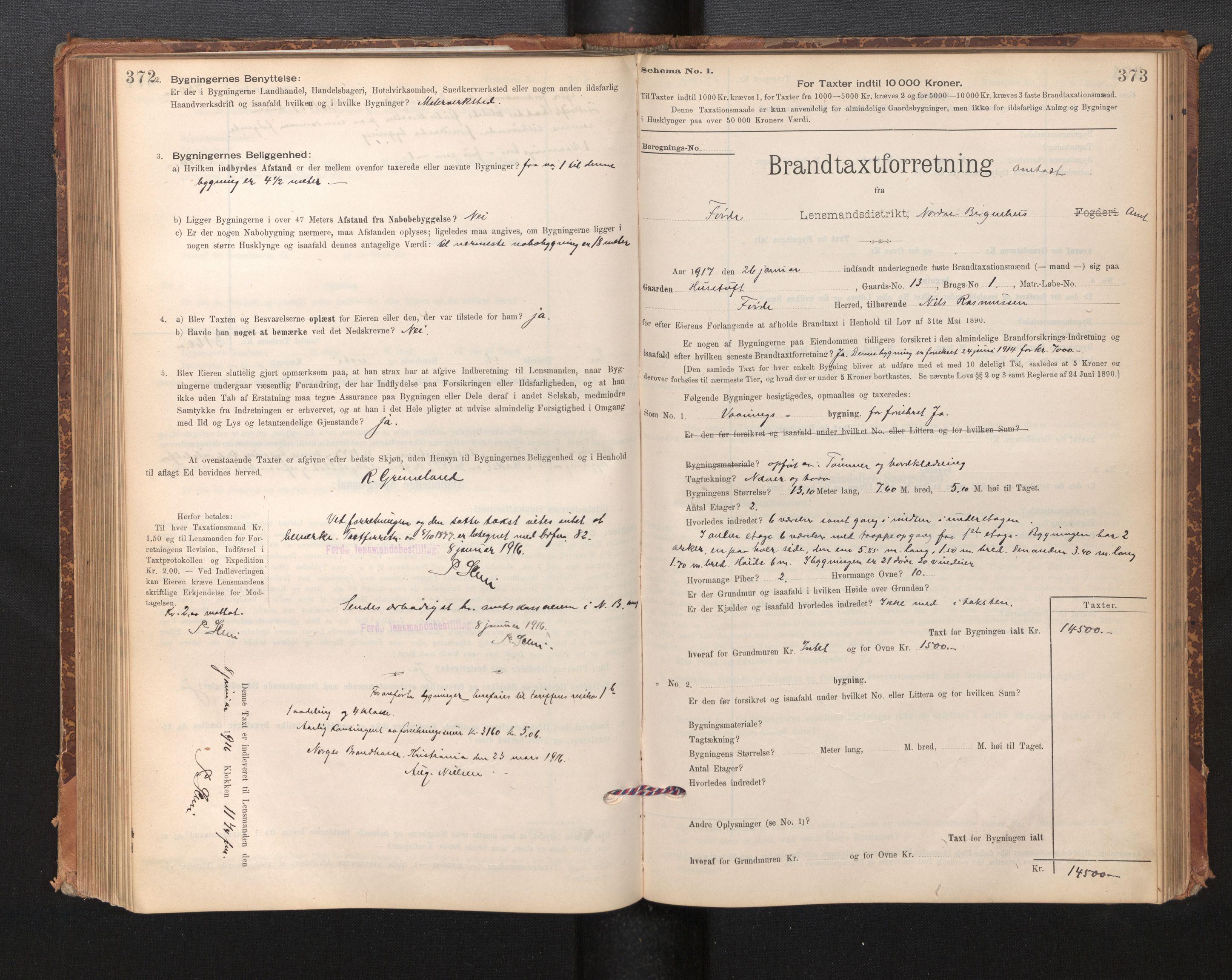 Lensmannen i Førde, SAB/A-27401/0012/L0008: Branntakstprotokoll, skjematakst, 1895-1922, p. 372-373