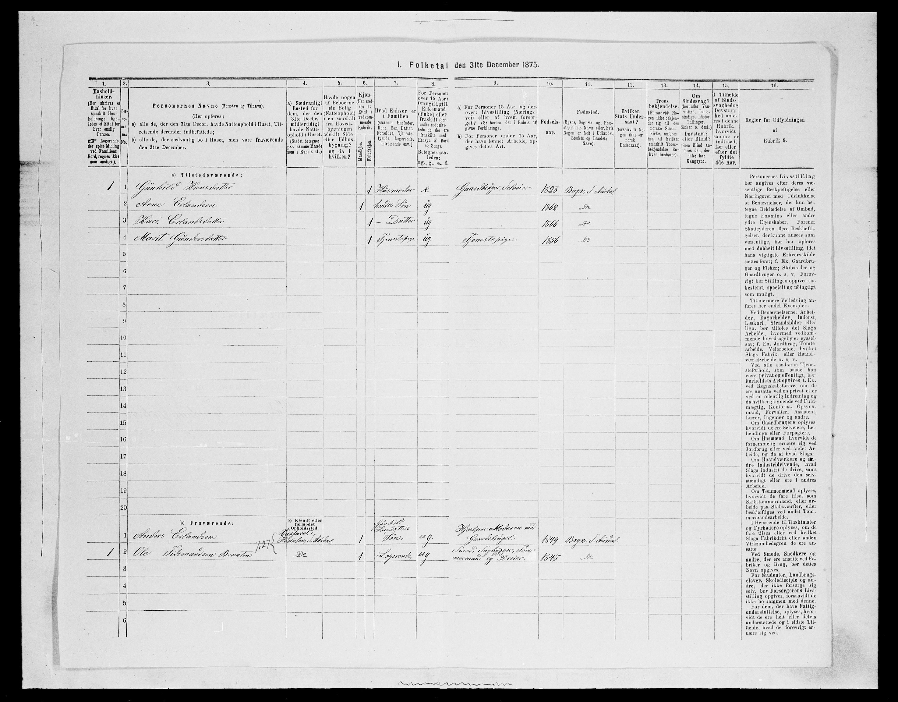 SAH, 1875 census for 0540P Sør-Aurdal, 1875, p. 907