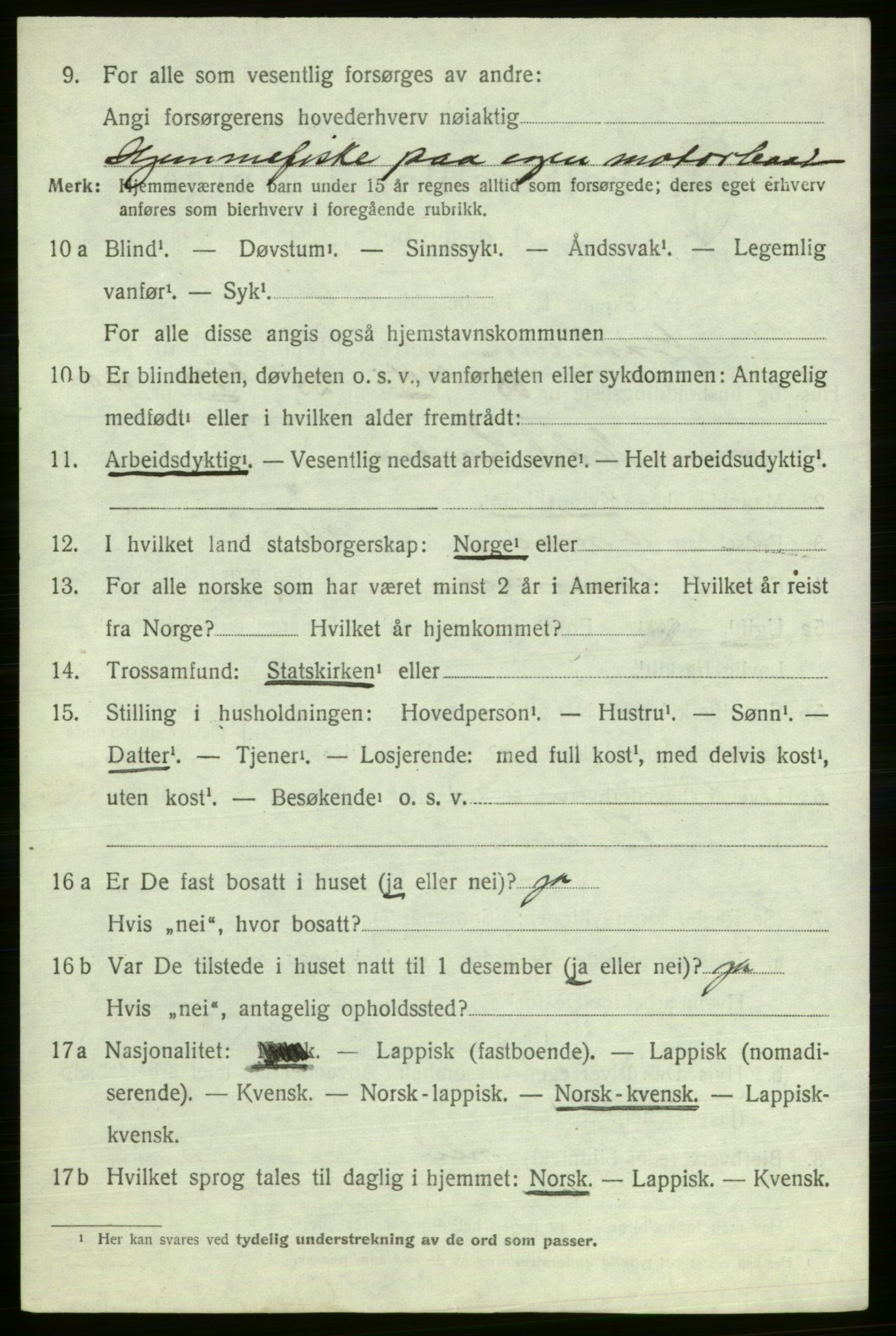 SATØ, 1920 census for Gamvik, 1920, p. 2387