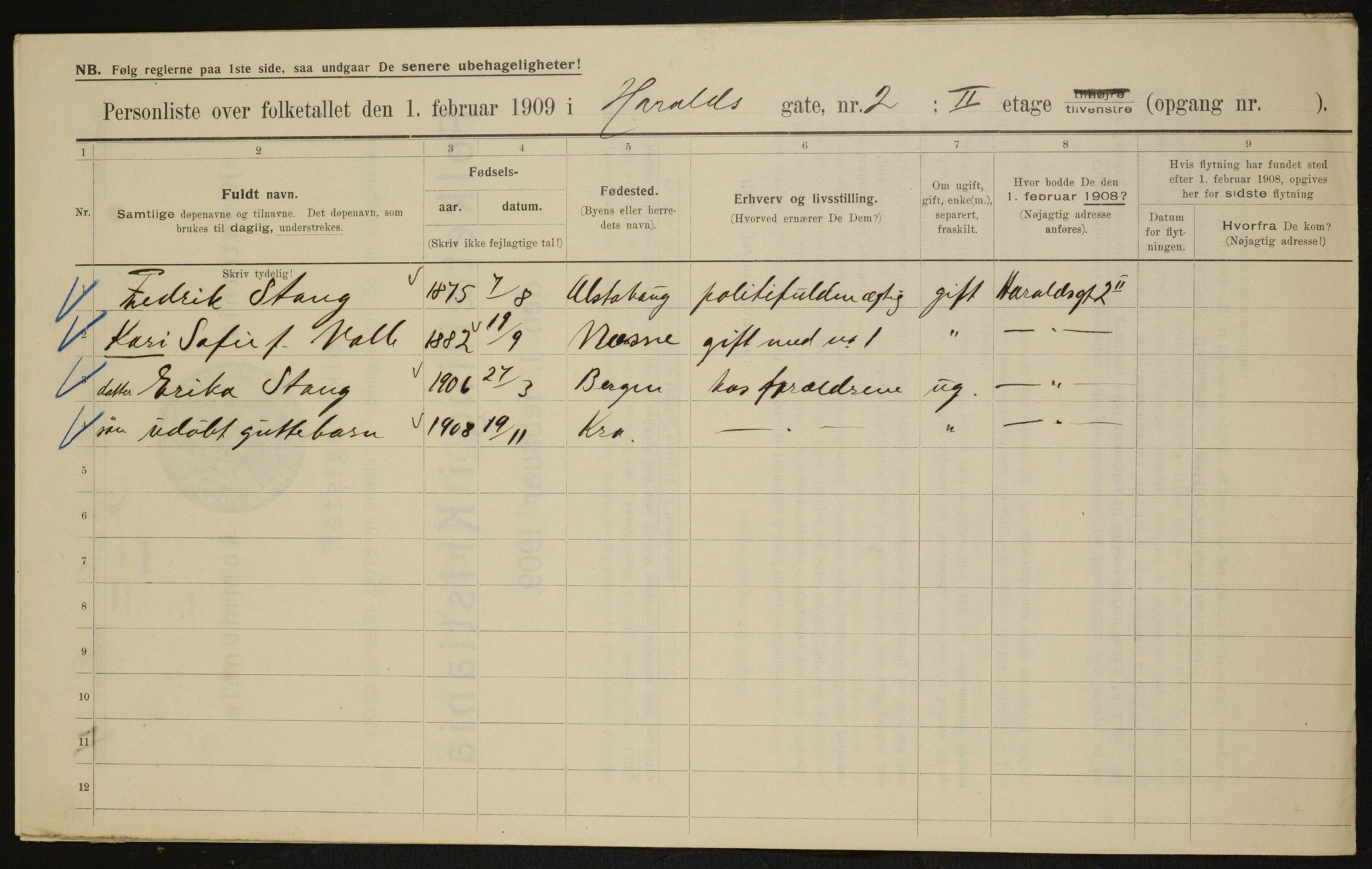 OBA, Municipal Census 1909 for Kristiania, 1909, p. 117234