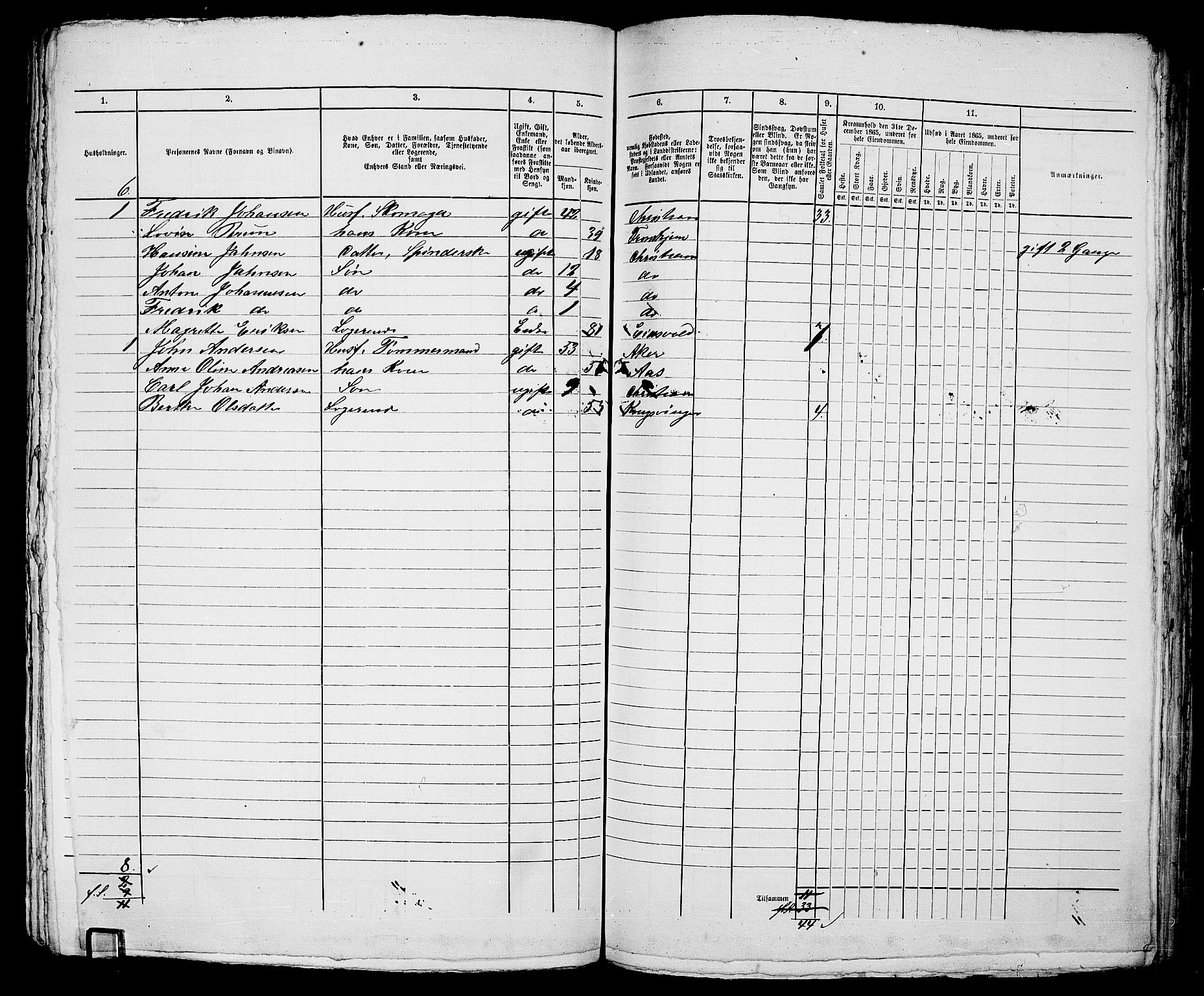 RA, 1865 census for Kristiania, 1865, p. 1485