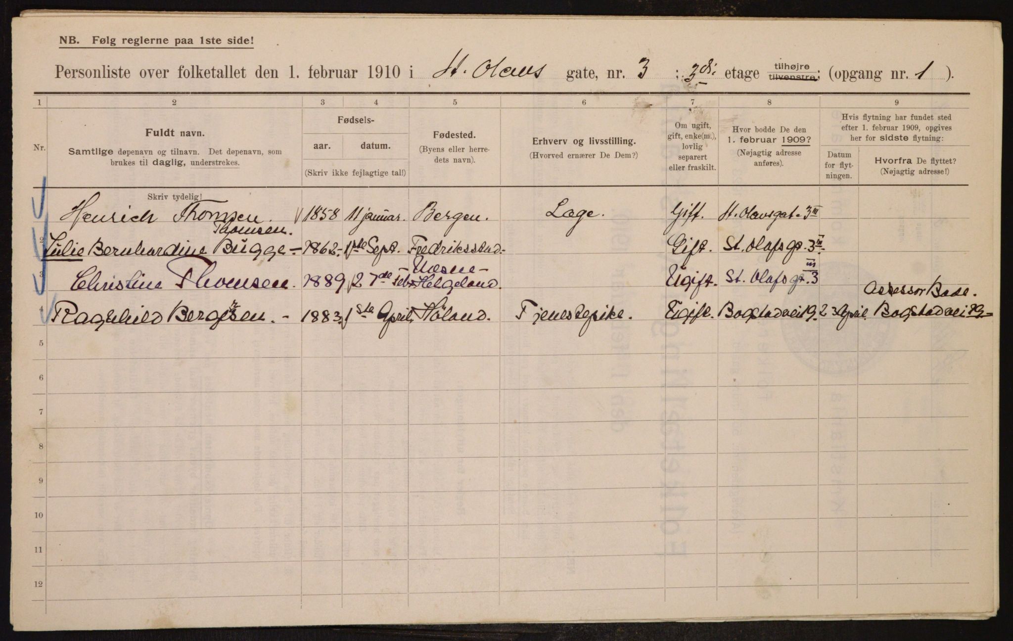 OBA, Municipal Census 1910 for Kristiania, 1910, p. 84094