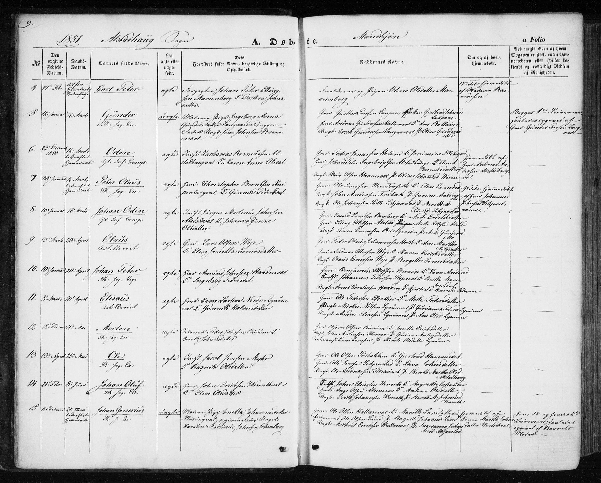 Ministerialprotokoller, klokkerbøker og fødselsregistre - Nord-Trøndelag, AV/SAT-A-1458/717/L0154: Parish register (official) no. 717A07 /1, 1850-1862, p. 9