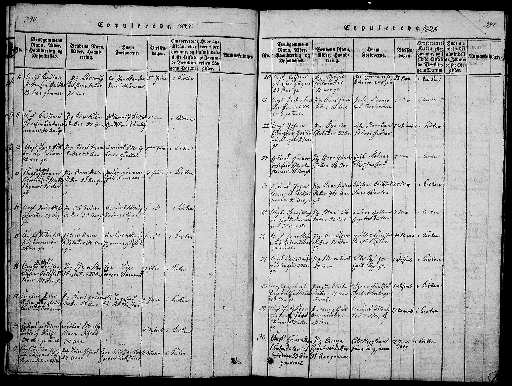 Ringebu prestekontor, SAH/PREST-082/H/Ha/Hab/L0001: Parish register (copy) no. 1, 1821-1839, p. 390-391
