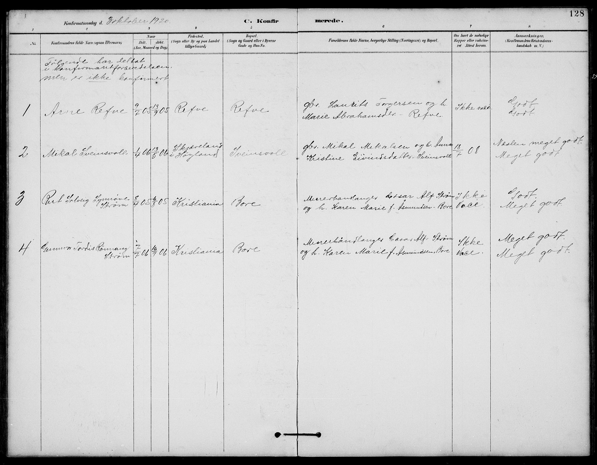 Klepp sokneprestkontor, SAST/A-101803/001/3/30BB/L0006: Parish register (copy) no. B 6, 1889-1936, p. 128